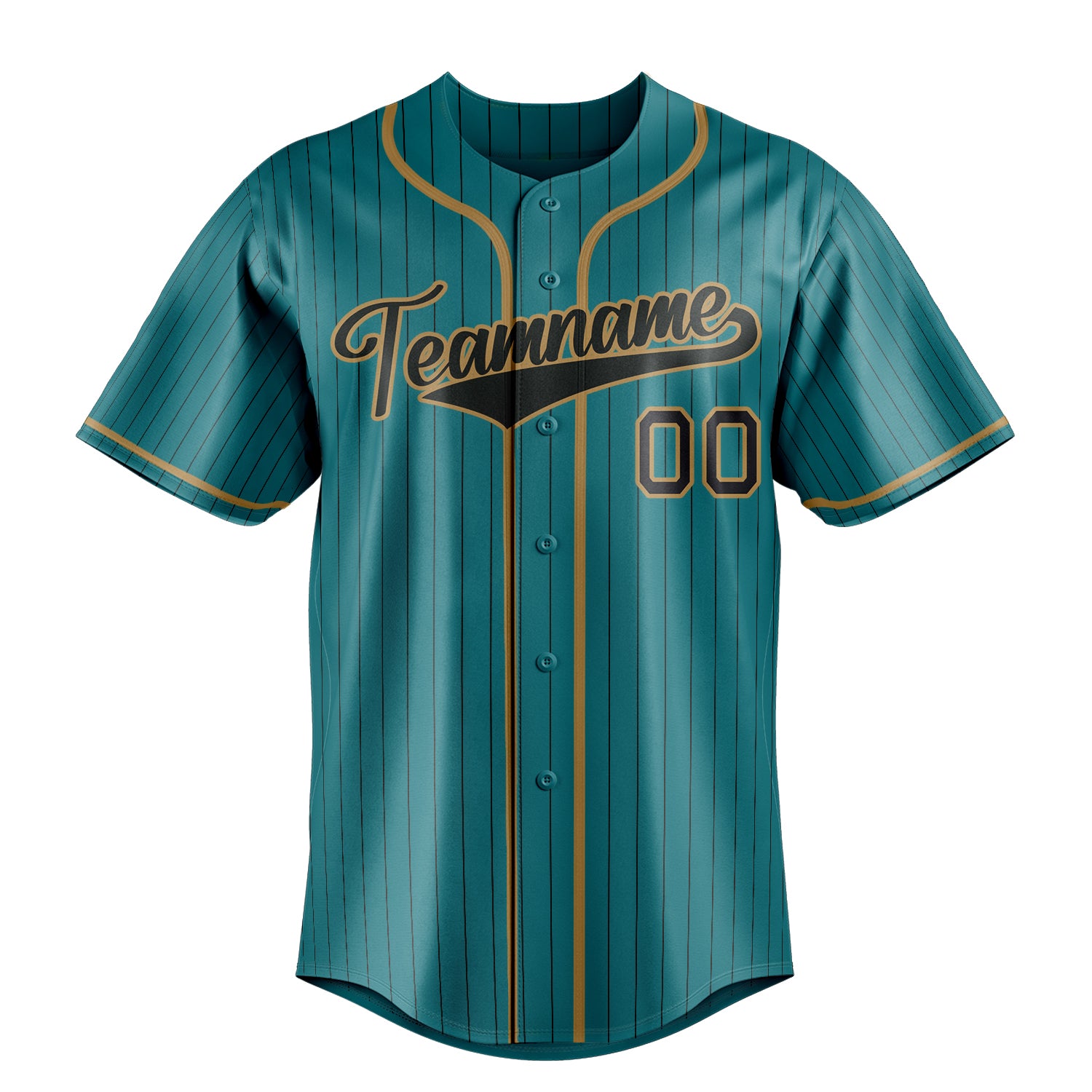 Custom Teal & Black Black Pinstripe Fan Baseball Jersey