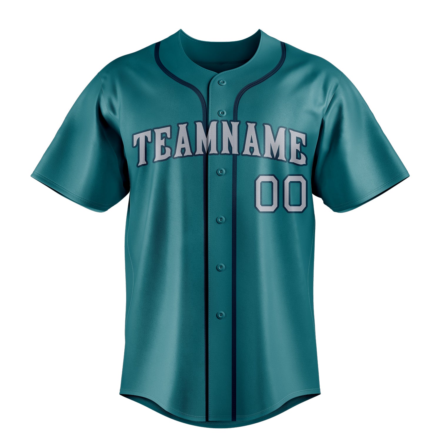 Custom Teal & Gray Color Fan Baseball Jersey