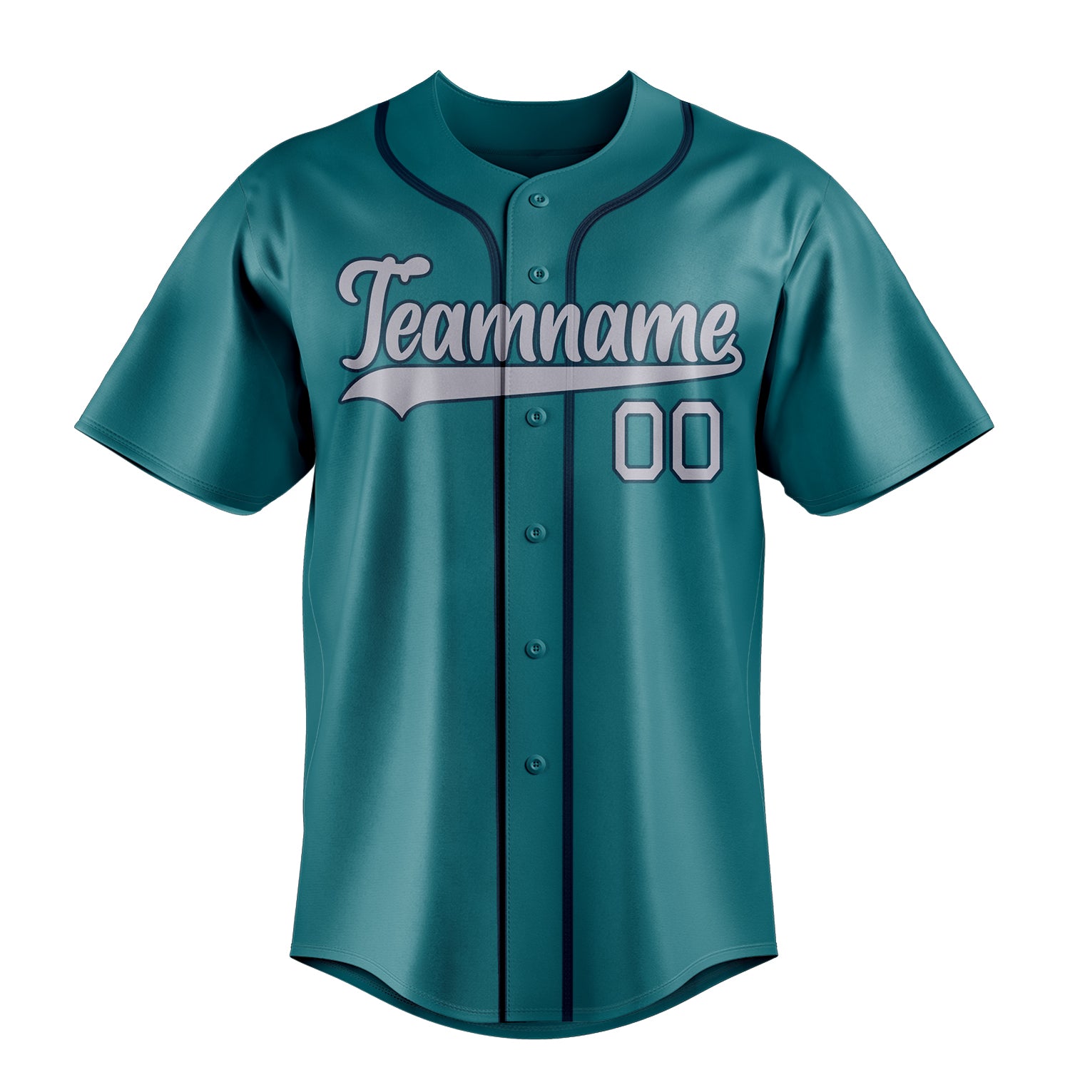 Custom Teal & Gray Color Fan Baseball Jersey