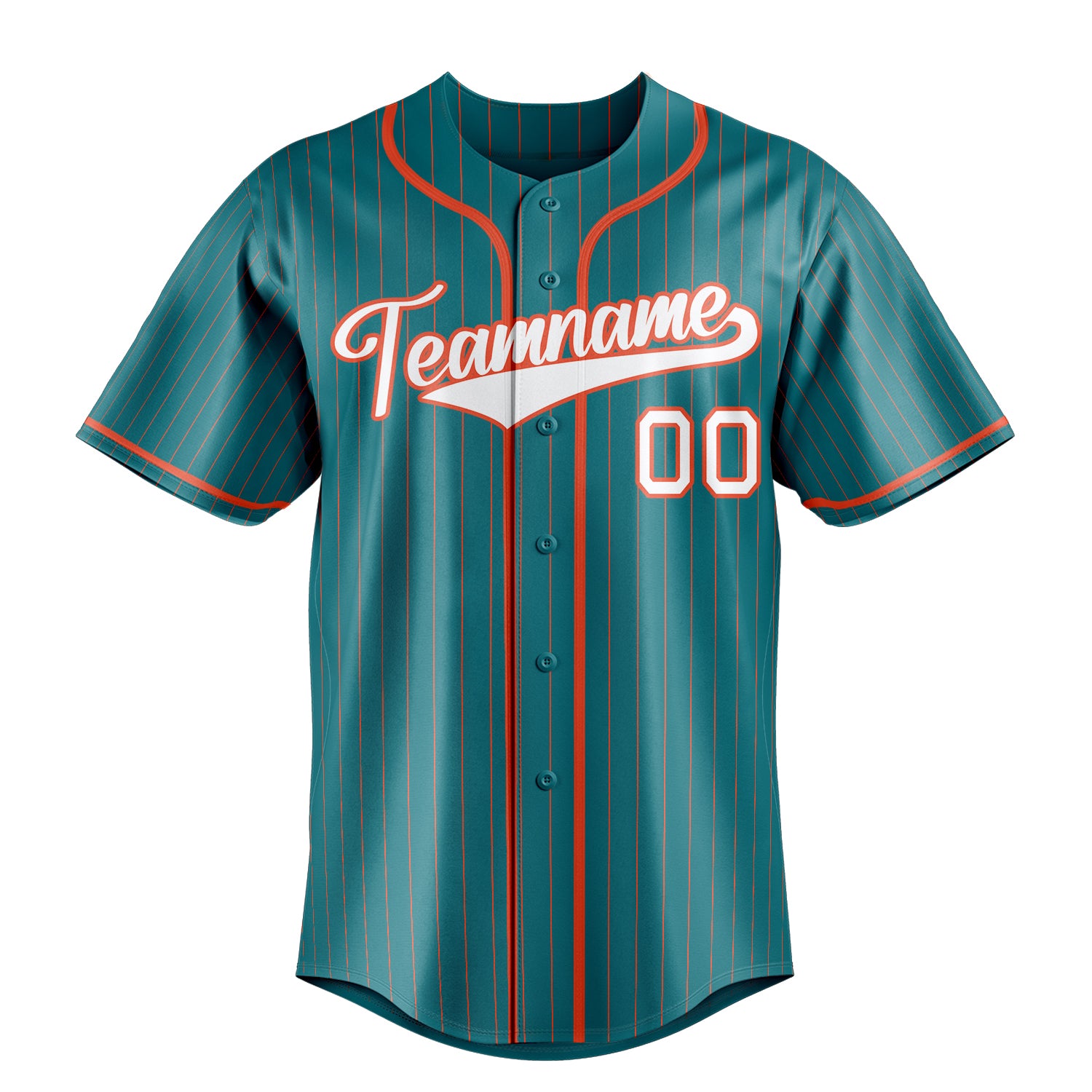 Custom Teal & White Orange Pinstripe Fan Baseball Jersey