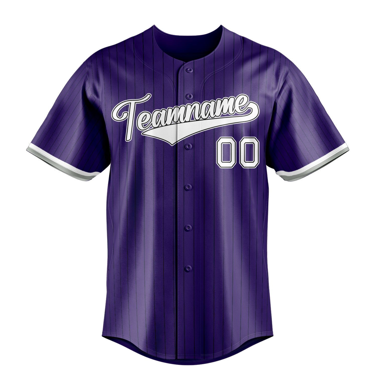 Custom Purple & White Black Pinstripe Fan Baseball Jersey