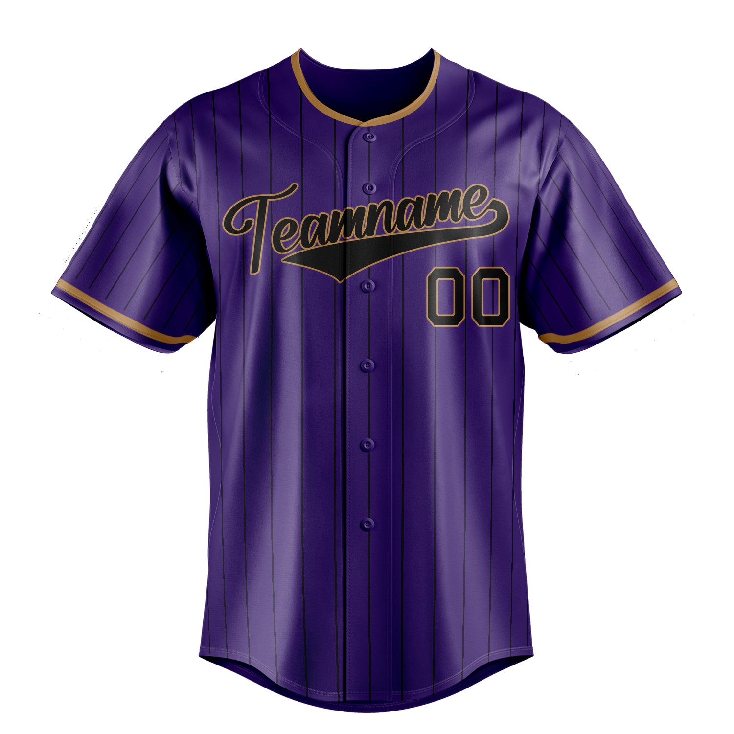 Custom Purple & Black Black Pinstripe Fan Baseball Jersey