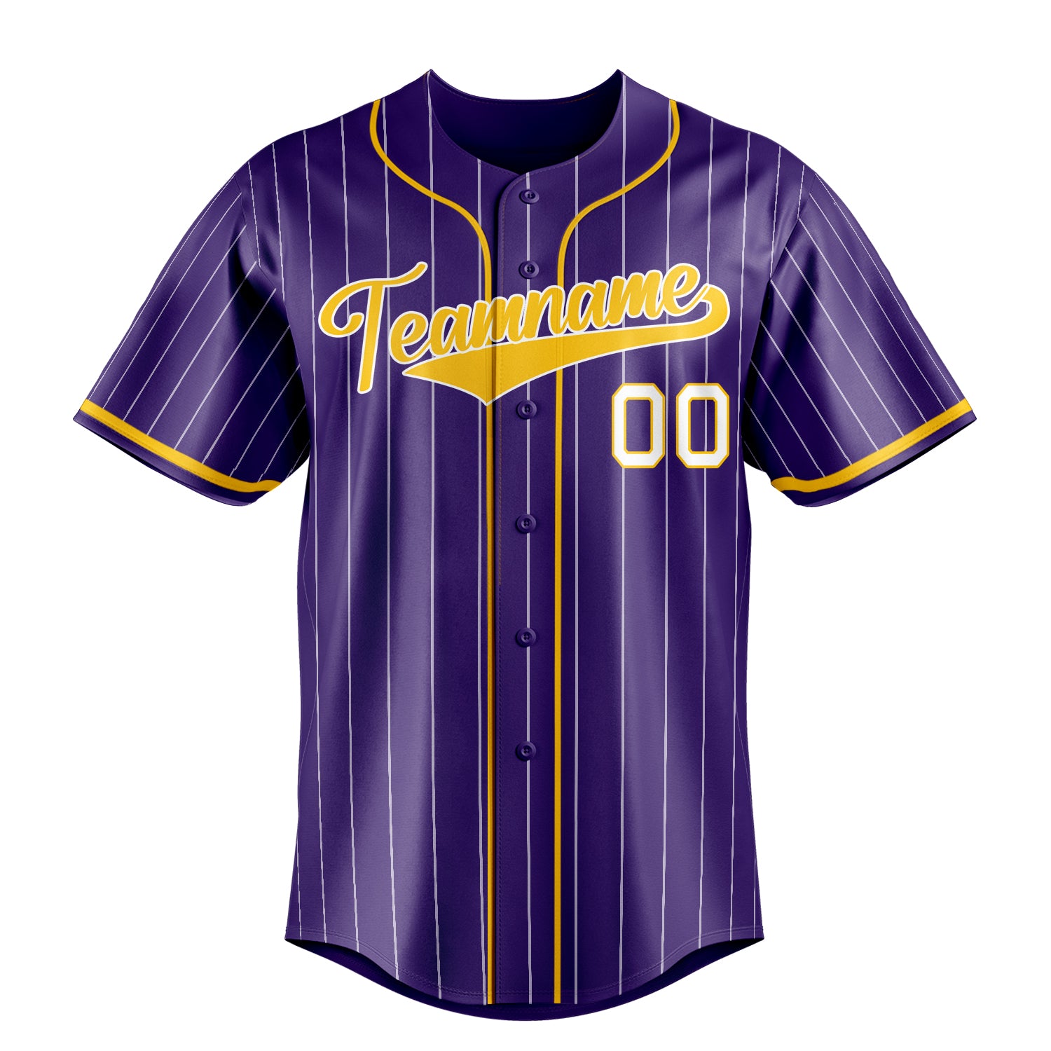 Custom Purple & Gold White Pinstripe Fan Baseball Jersey