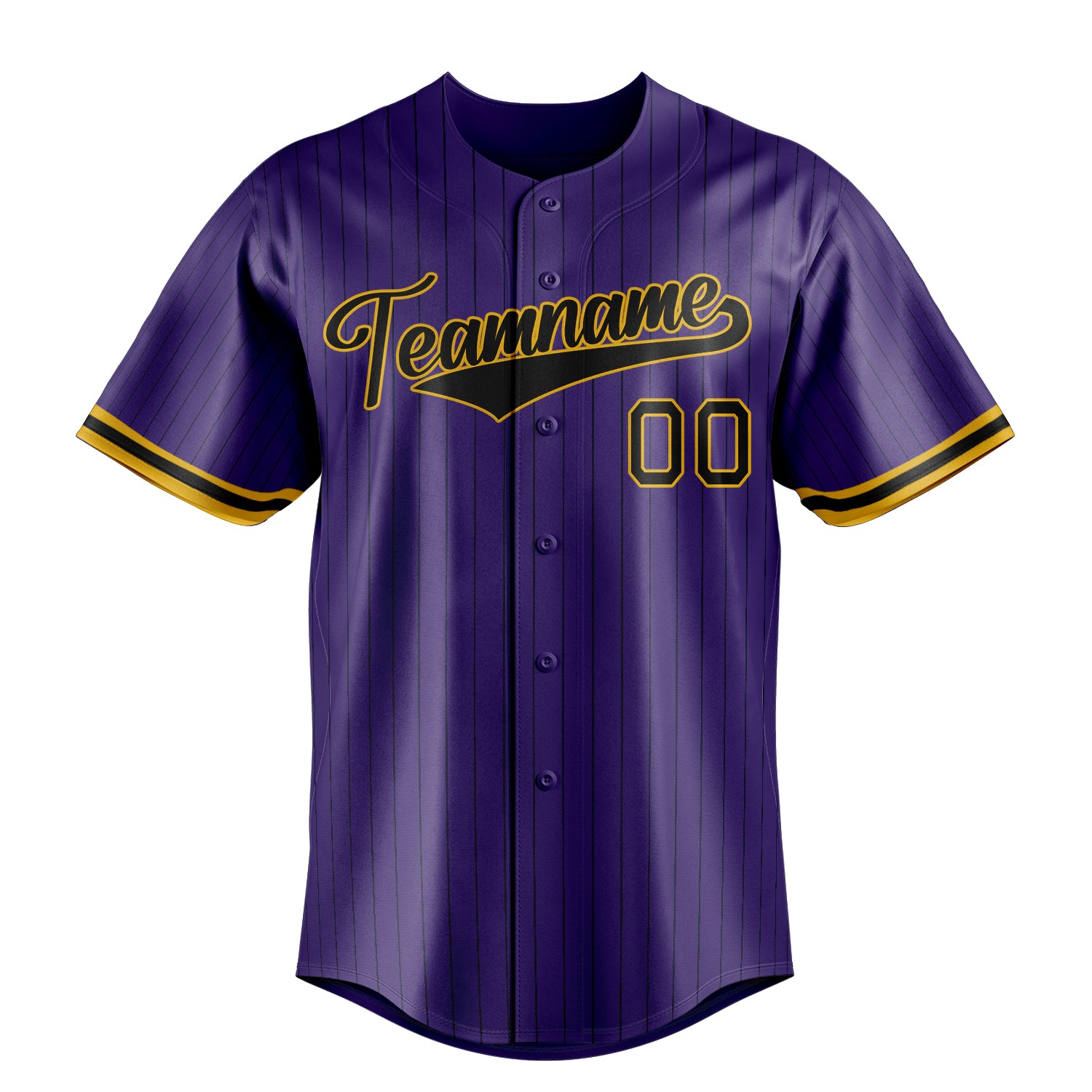 Custom Purple & Black Black Pinstripe Fan Baseball Jersey