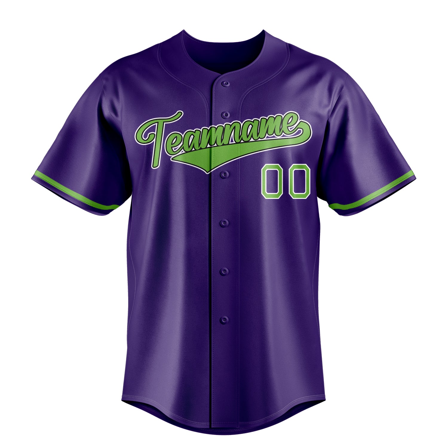 Custom Purple & Neon Green Color Fan Baseball Jersey
