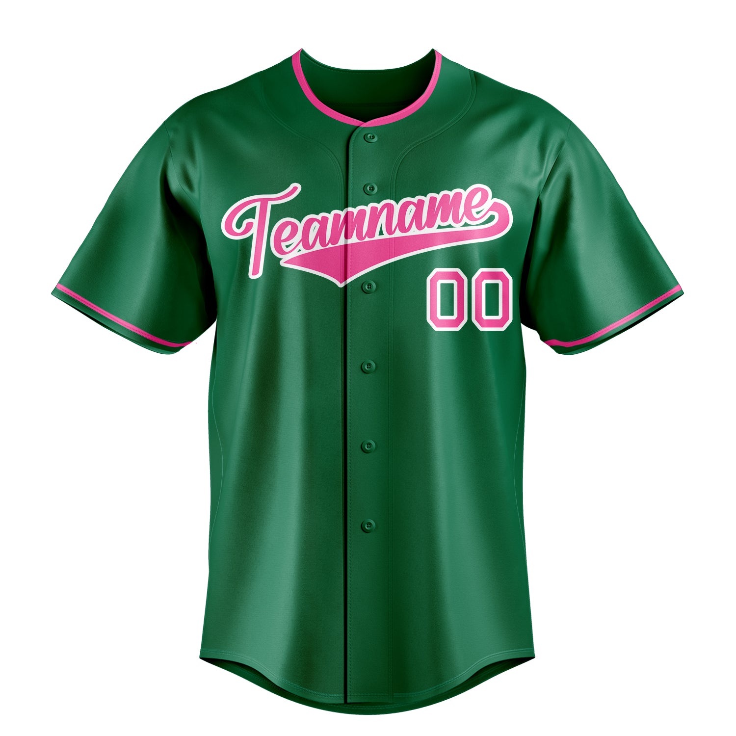 Custom Kelly Green & Pink Color Fan Baseball Jersey