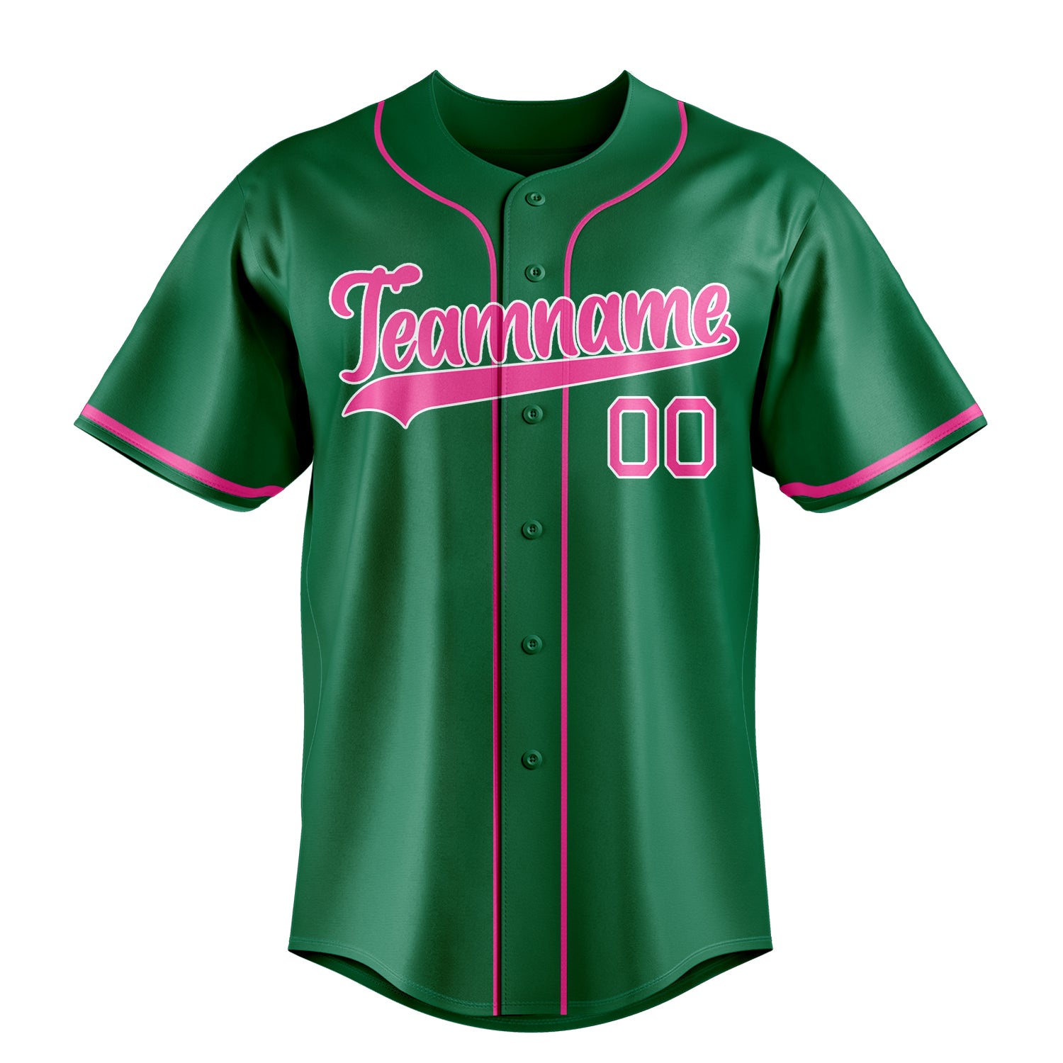 Custom Kelly Green & Pink Color Fan Baseball Jersey