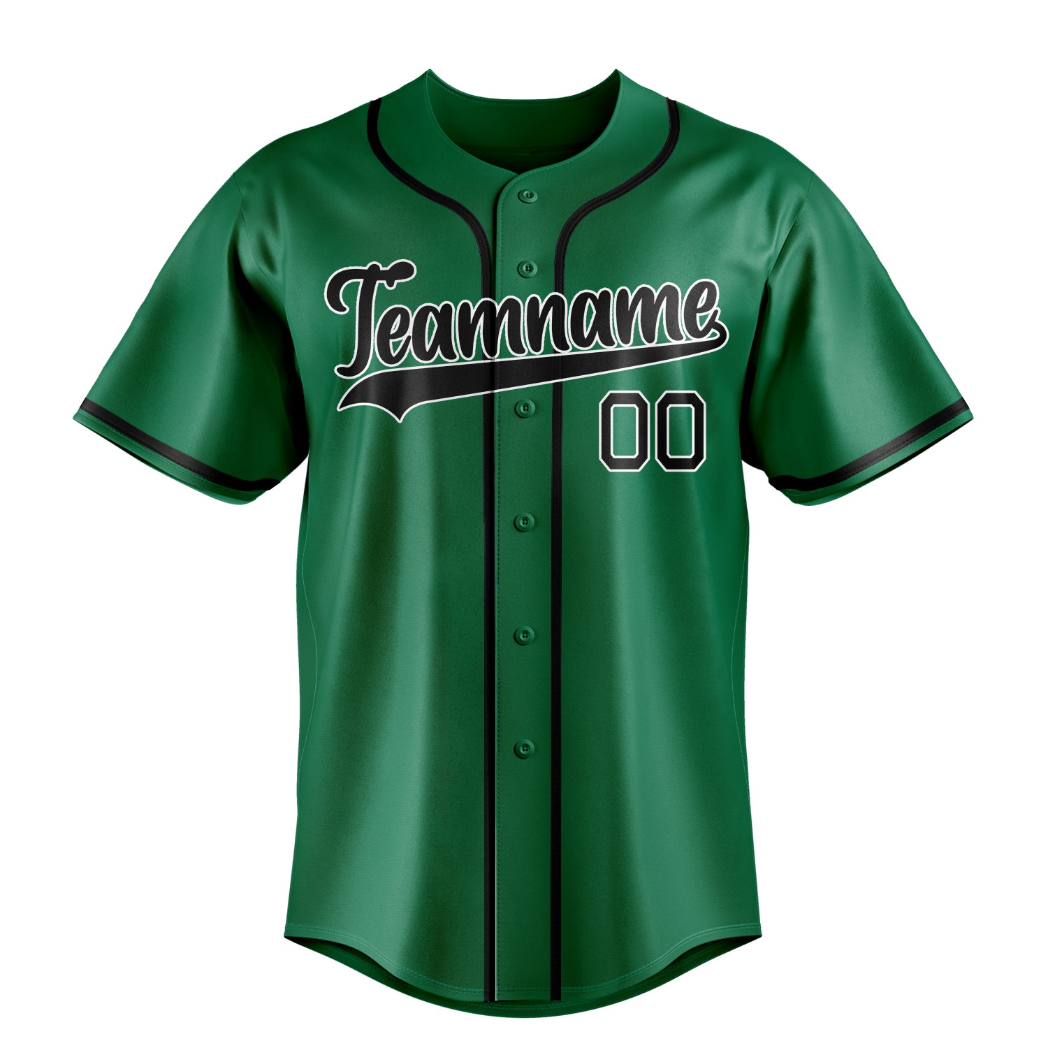 Custom Kelly Green & Black Color Fan Baseball Jersey