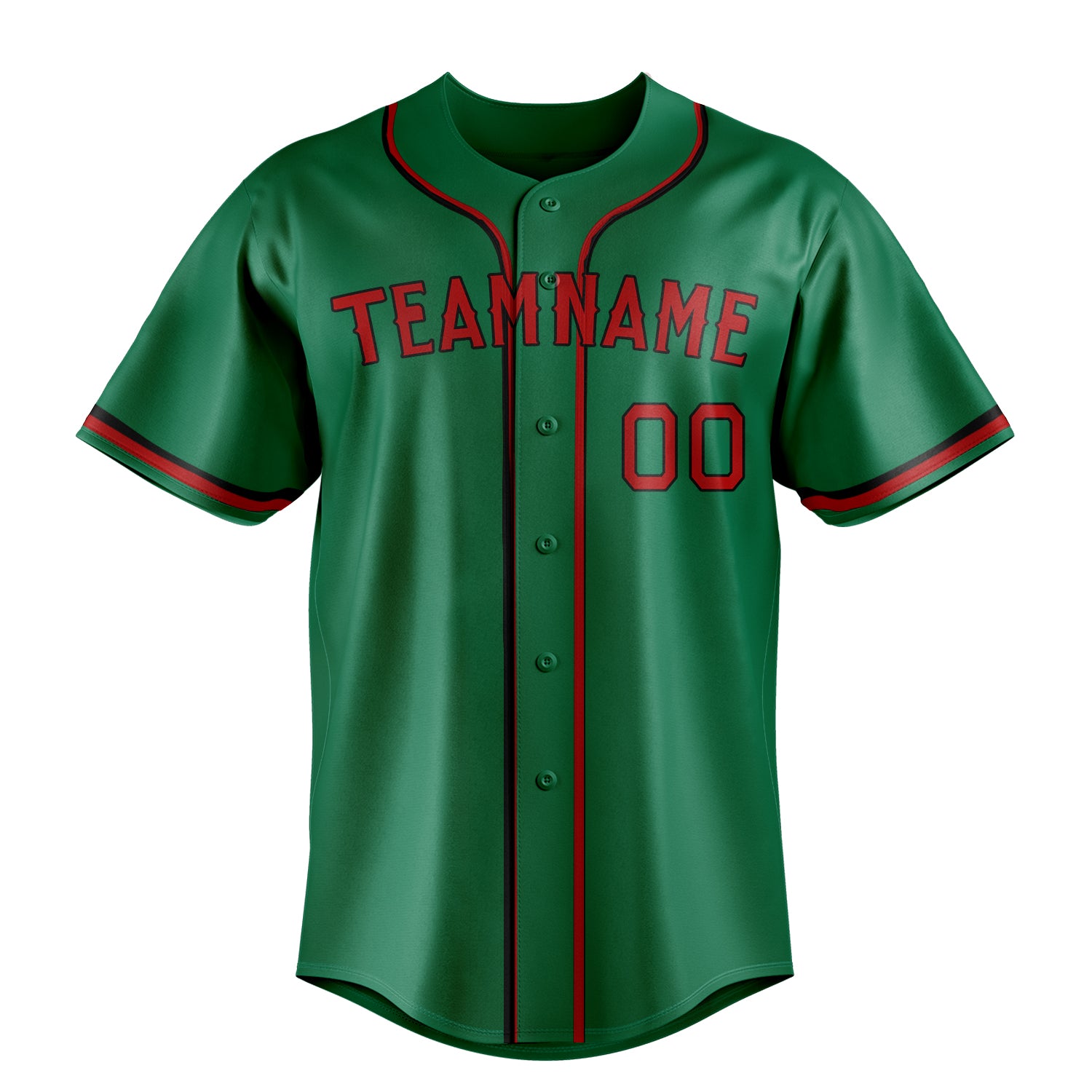 Custom Kelly Green & Red Color Fan Baseball Jersey