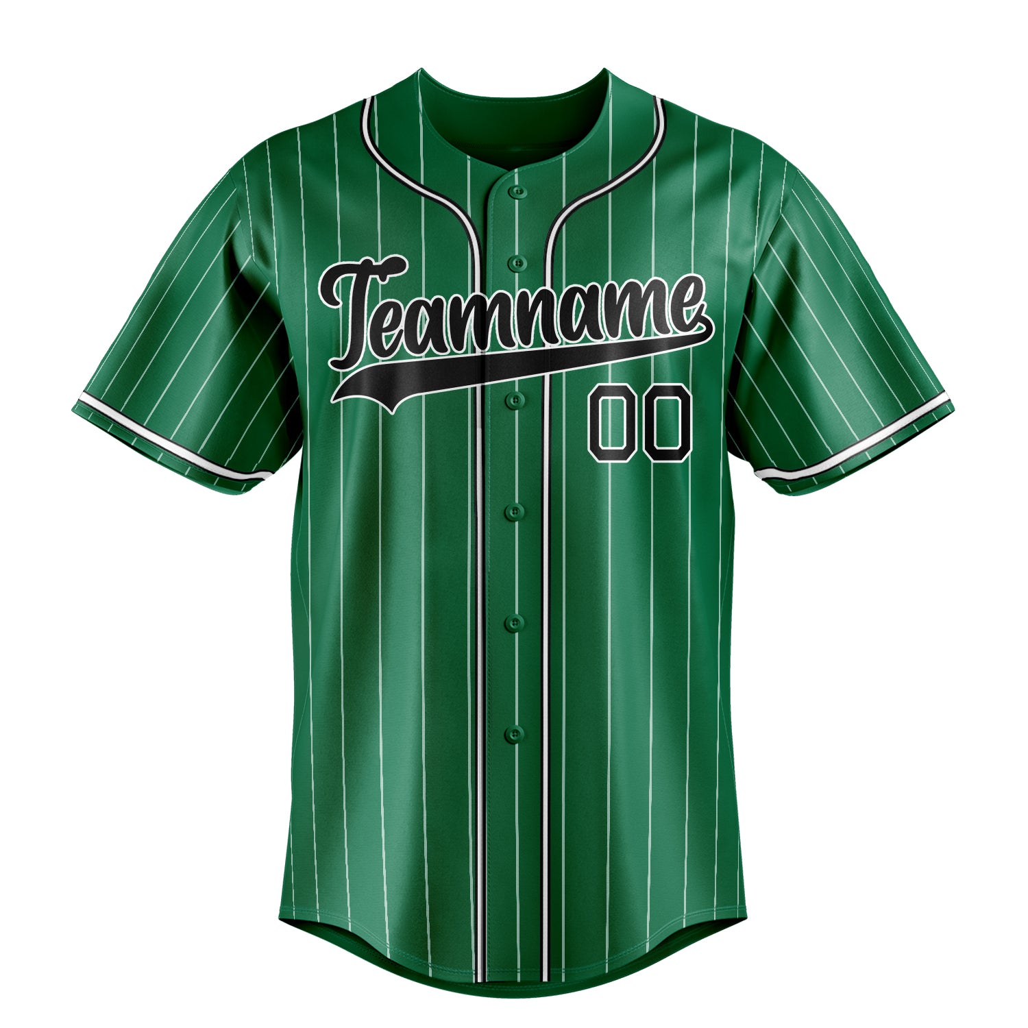 Custom Kelly Green & Black White Pinstripe Fan Baseball Jersey