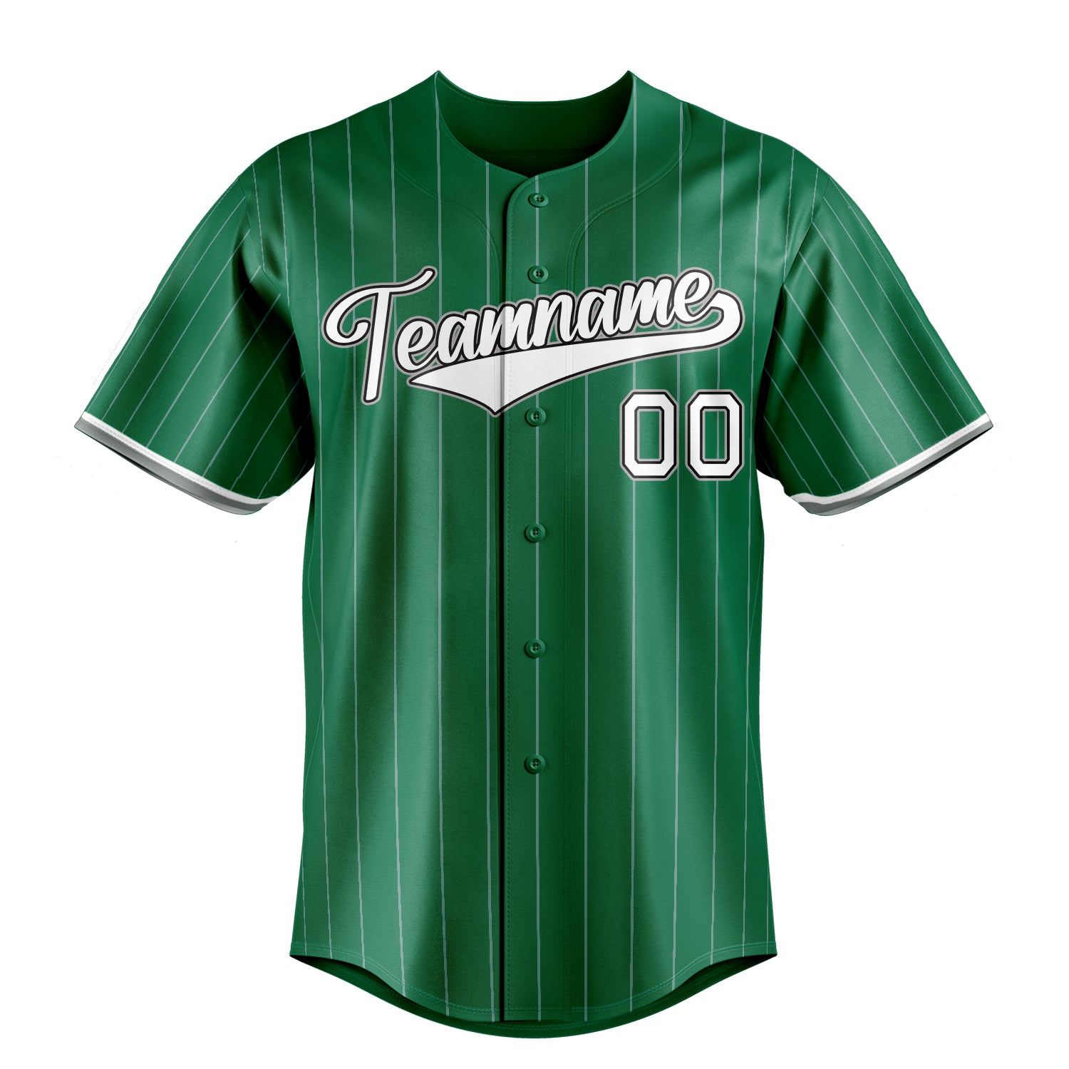 Custom Kelly Green & White White Pinstripe Fan Baseball Jersey