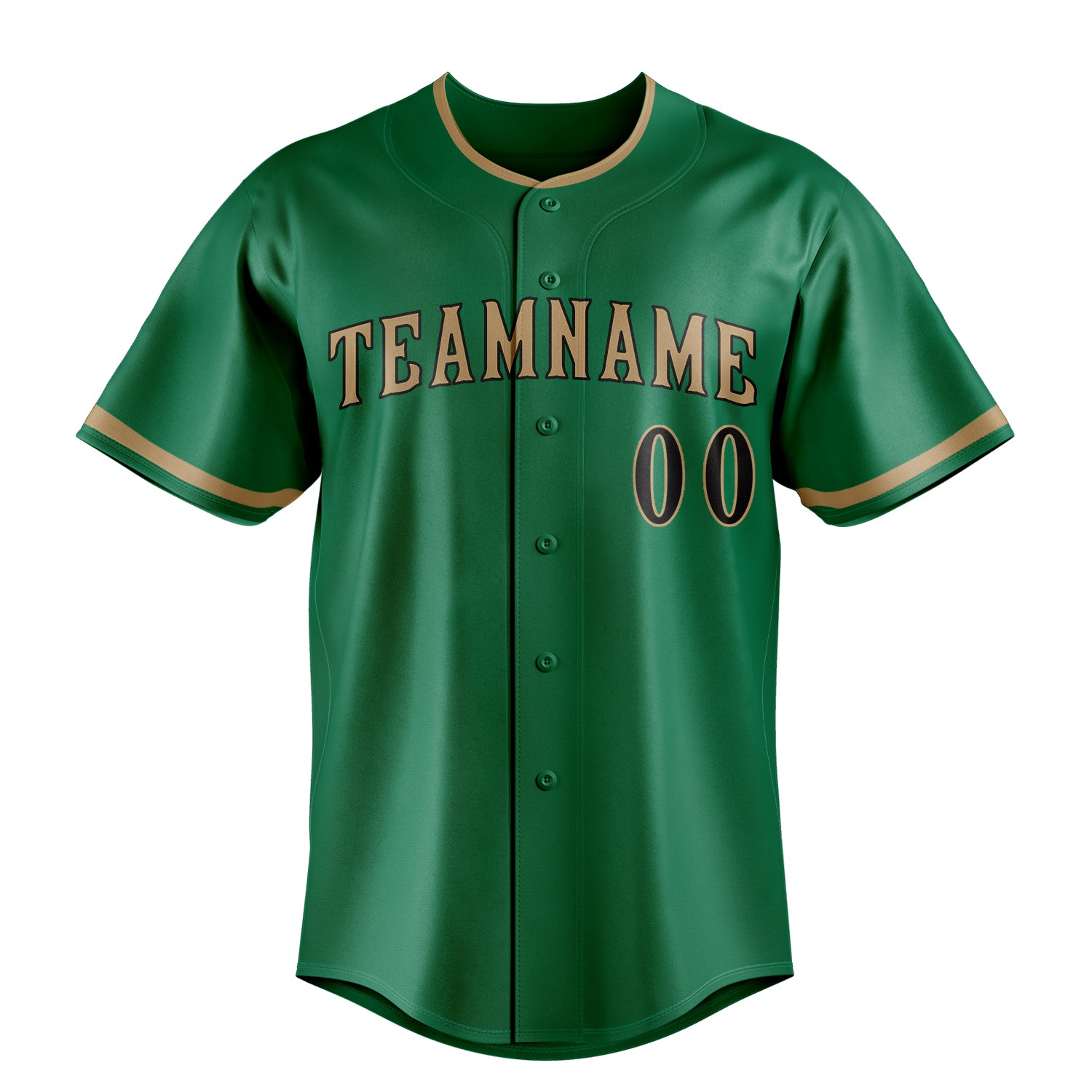 Custom Kelly Green & Old Gold Color Fan Baseball Jersey