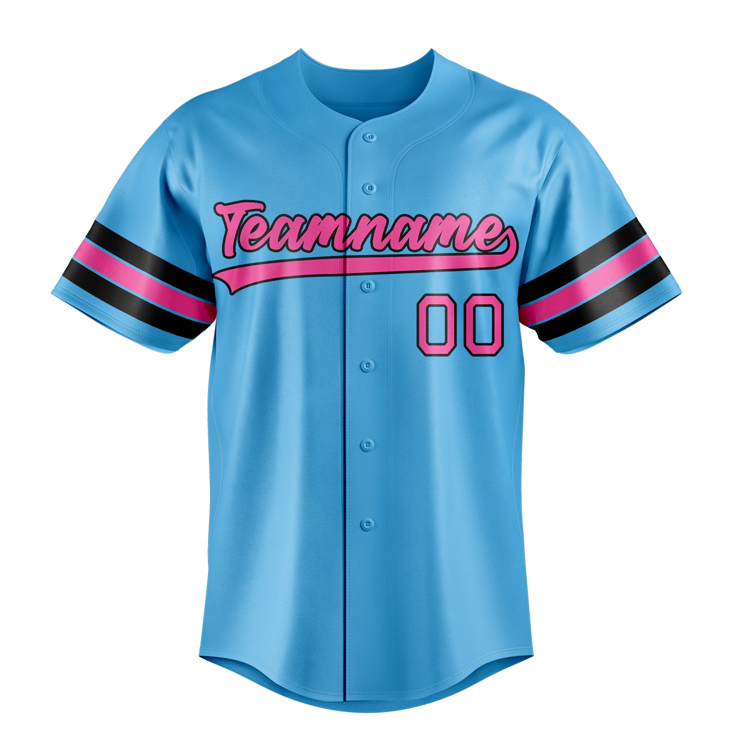 Custom Sky Blue & Pink Color Fan Baseball Jersey