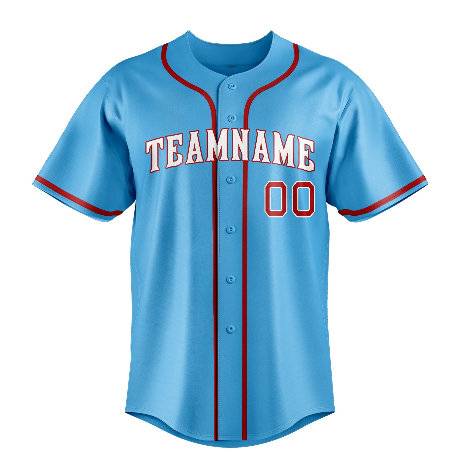 Custom Sky Blue & Red Color Fan Baseball Jersey