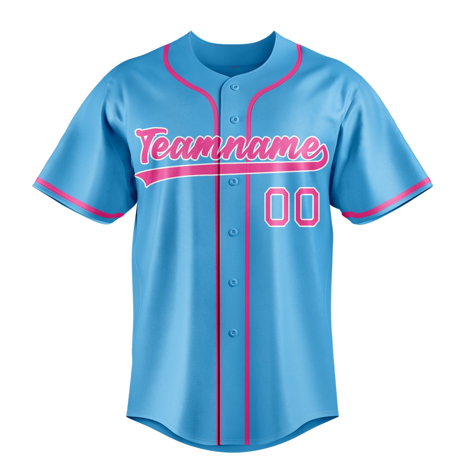 Custom Sky Blue & Pink Color Fan Baseball Jersey