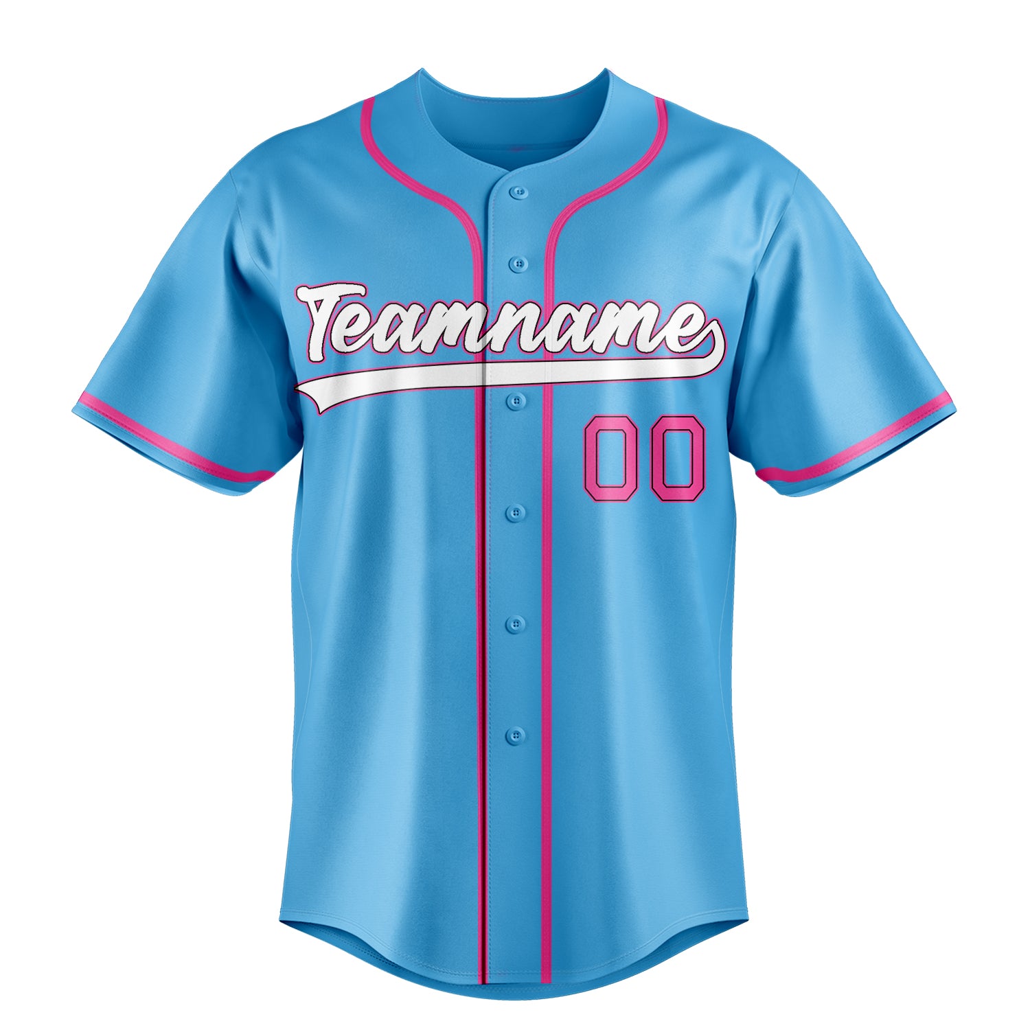 Custom Sky Blue & Pink Color Fan Baseball Jersey