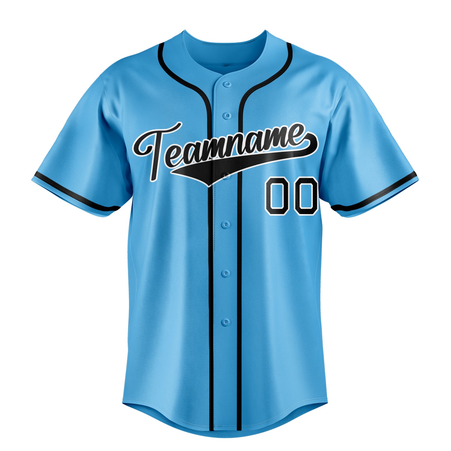 Custom Sky Blue & Black Color Fan Baseball Jersey