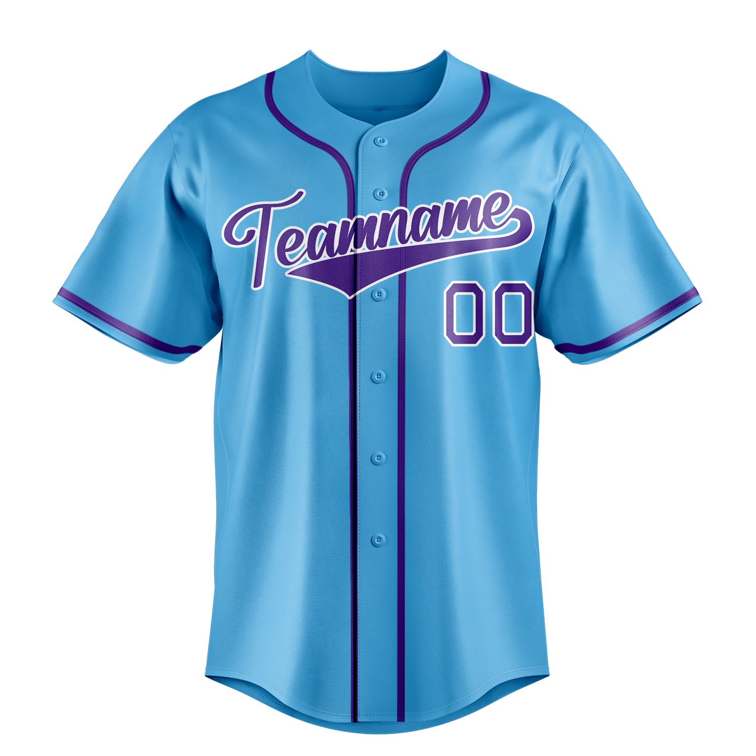 Custom Sky Blue & Purple Color Fan Baseball Jersey