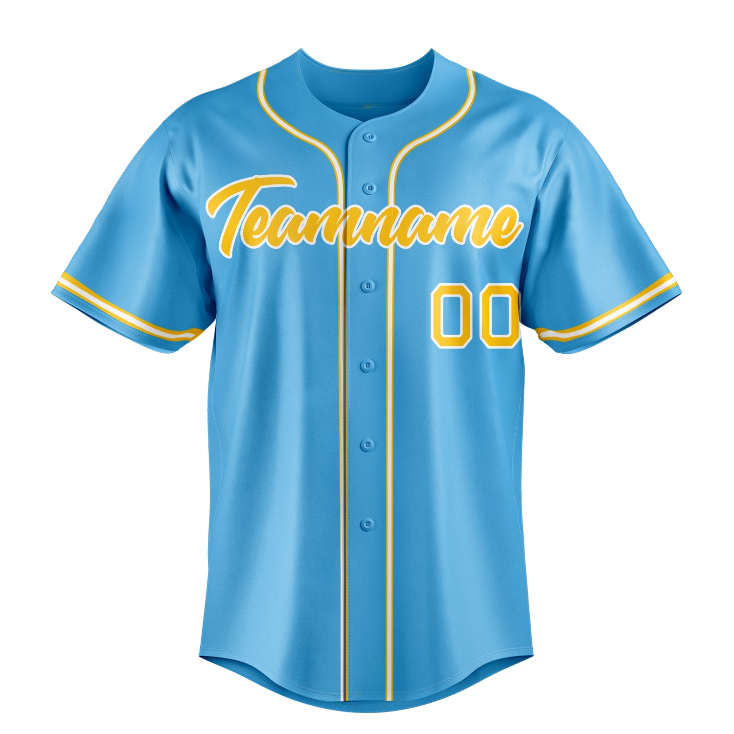 Custom Sky Blue & Yellow Color Fan Baseball Jersey