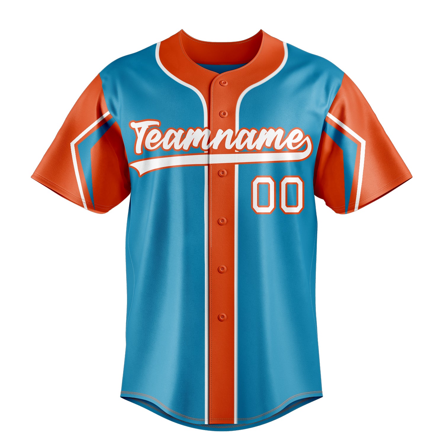 Custom Panther Blue & Orange 3 Colors Arm Shapes Fan Baseball Jersey