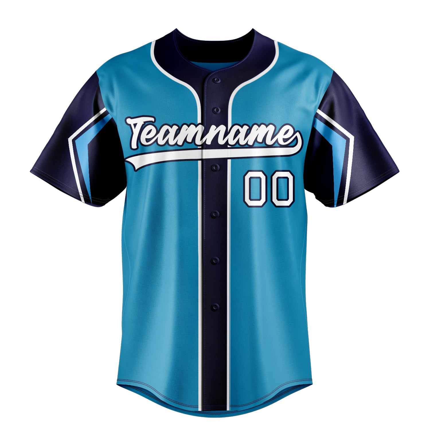 Custom Panther Blue & Navy 3 Colors Arm Shapes Fan Baseball Jersey