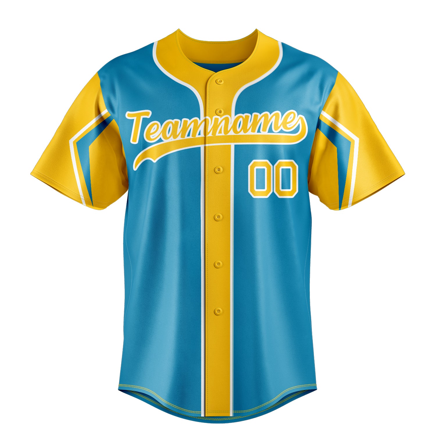 Custom Panther Blue & Yellow 3 Colors Arm Shapes Fan Baseball Jersey