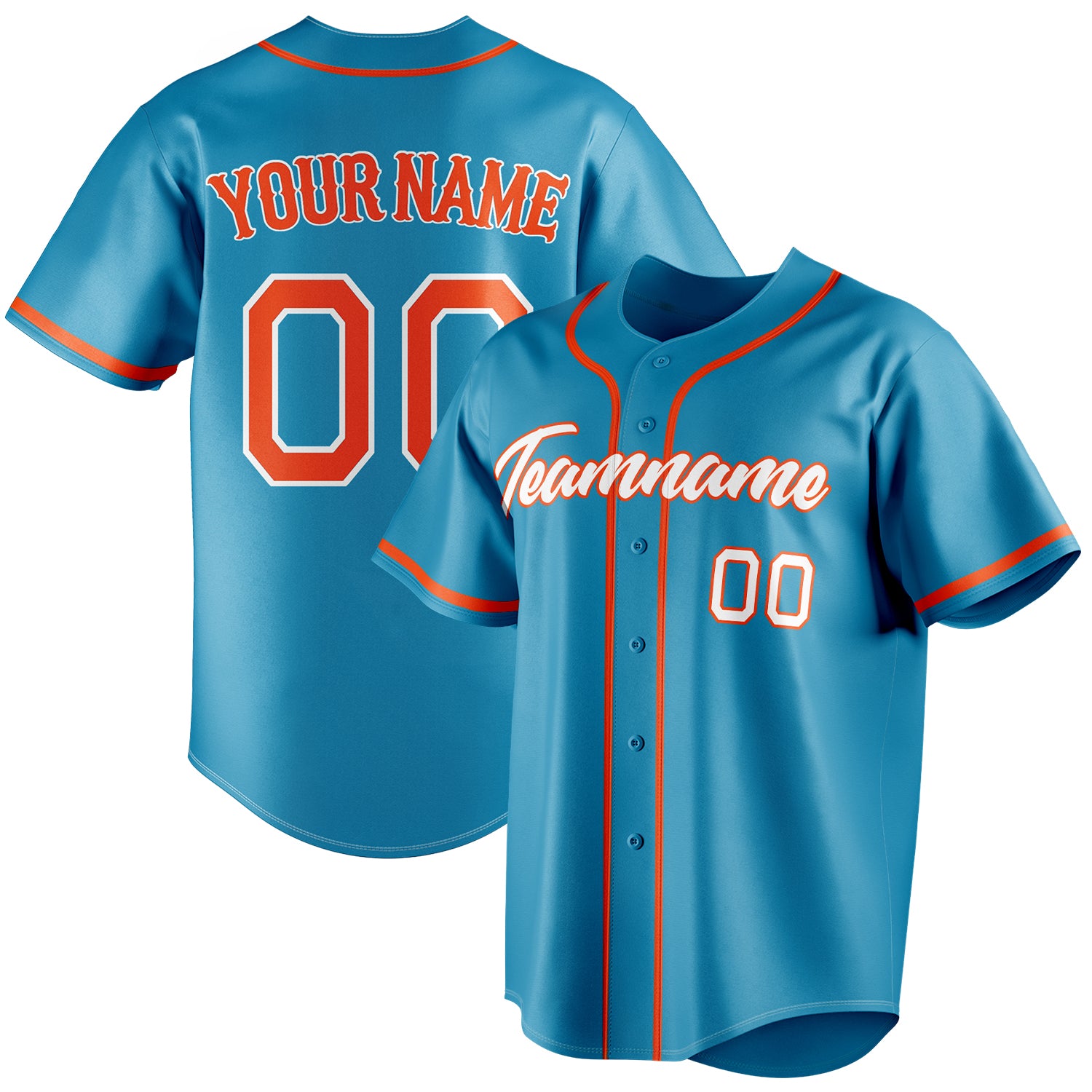 Custom Panther Blue & Orange Color Fan Baseball Jersey BB01240530WX379