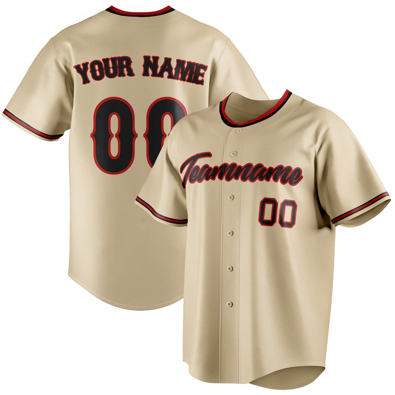 Custom Sand & Black Color Fan Baseball Jersey BB01240530WX380
