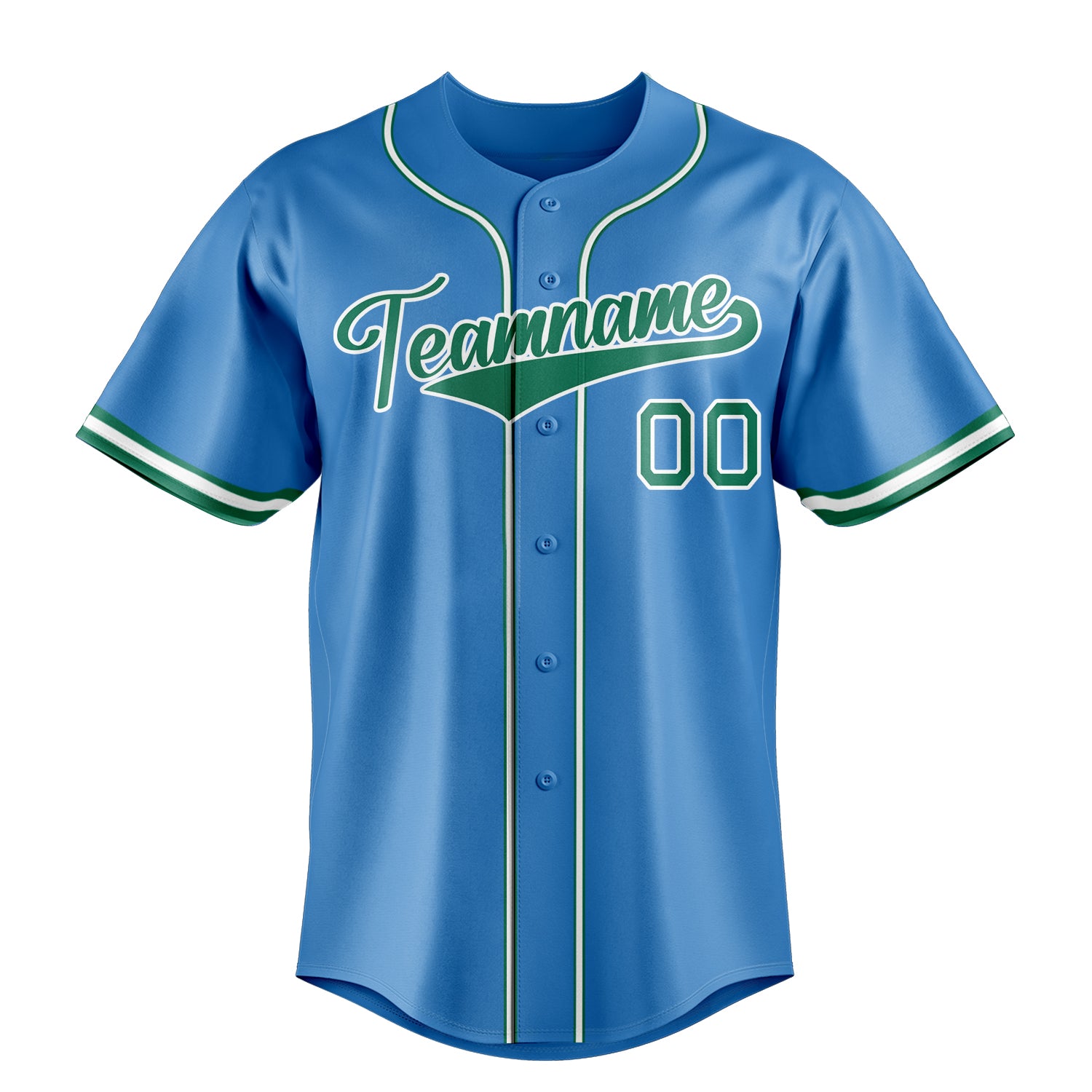 Custom Powder Blue & Green Color Fan Baseball Jersey