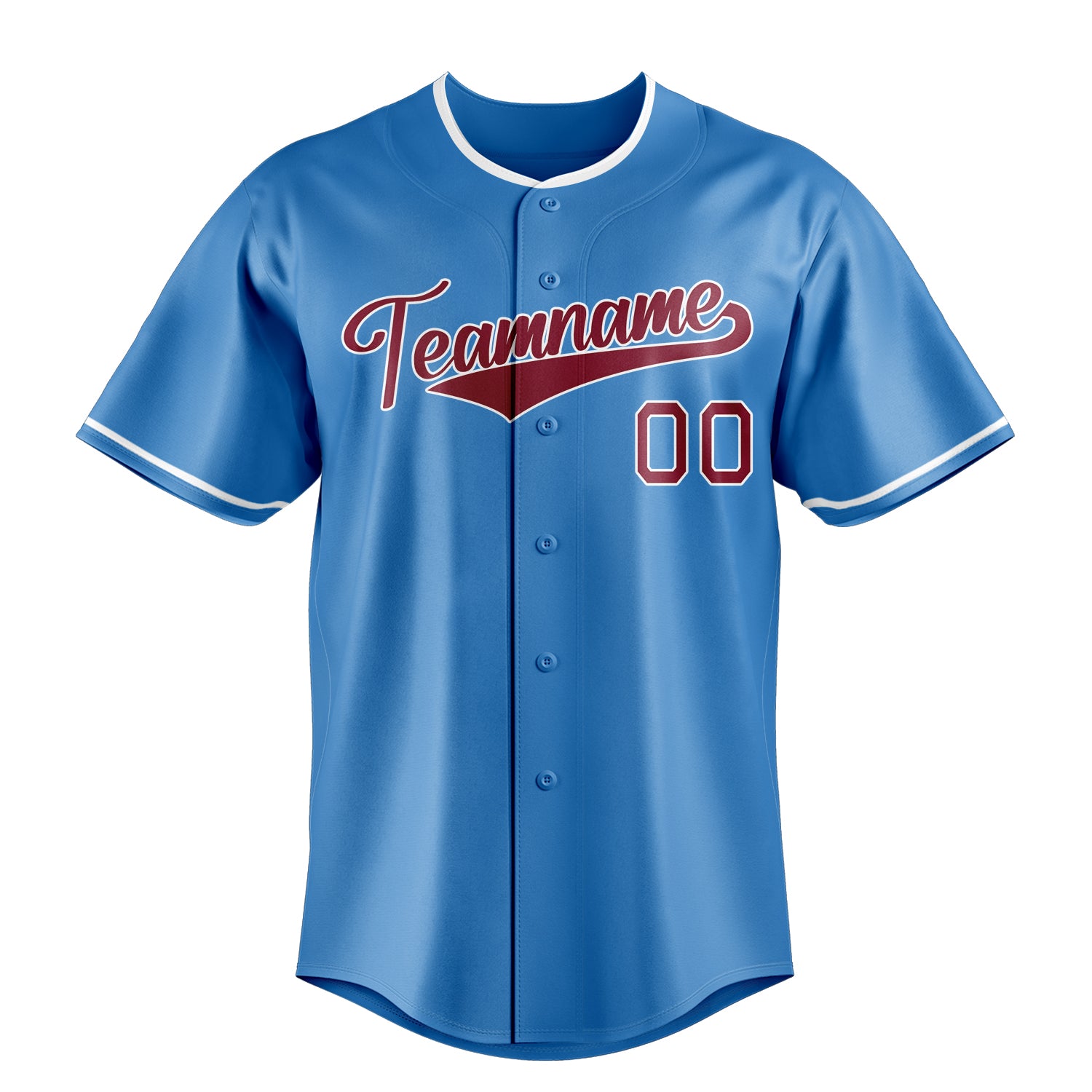 Custom Powder Blue & Crimson Color Fan Baseball Jersey