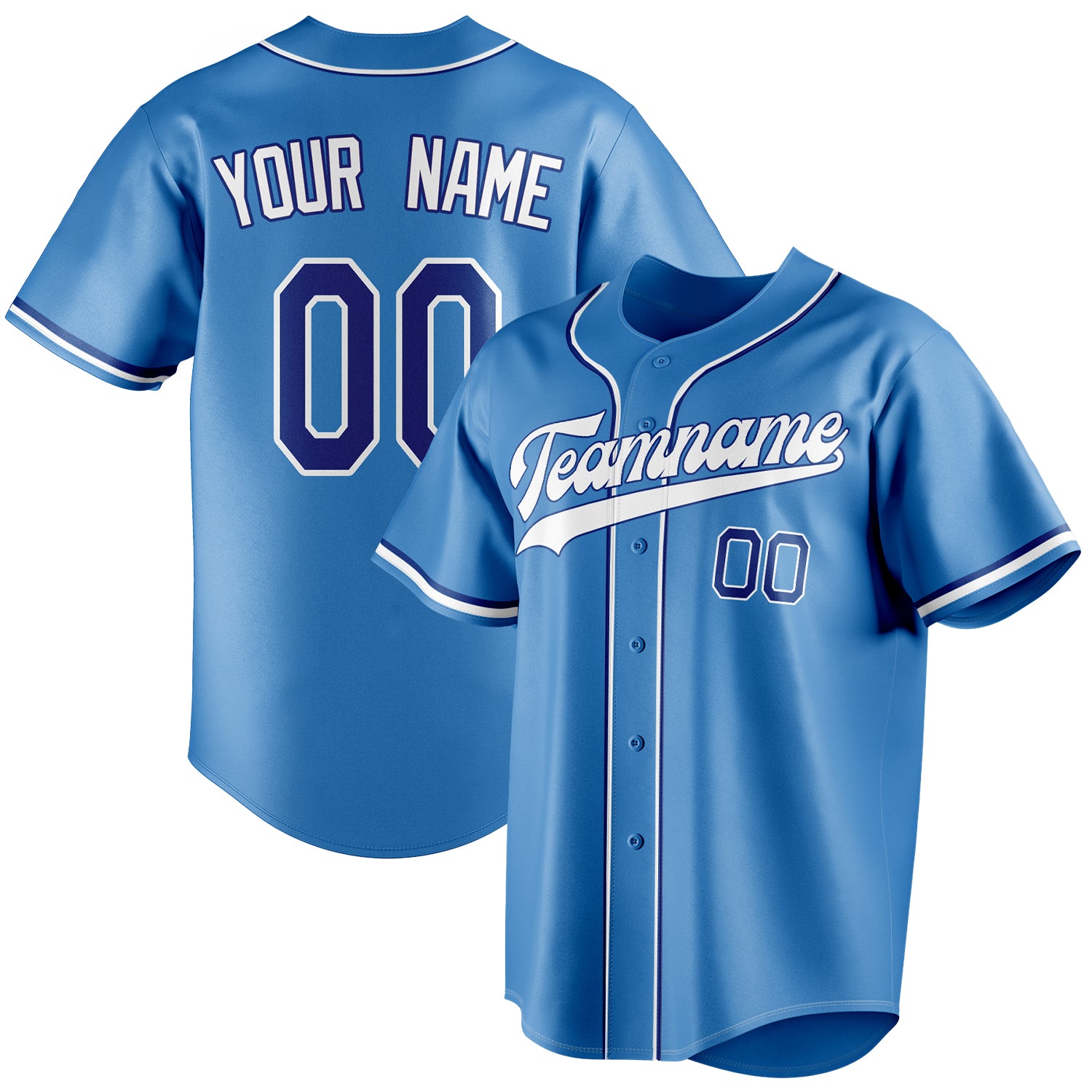 Custom Powder Blue & White Color Fan Baseball Jersey BB01240530WY265
