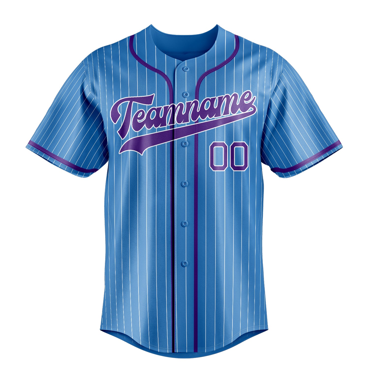 Custom Powder Blue & Purple White Pinstripe Fan Baseball Jersey