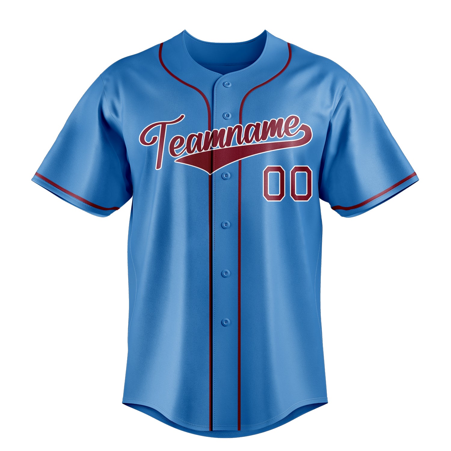 Custom Powder Blue & Crimson Color Fan Baseball Jersey