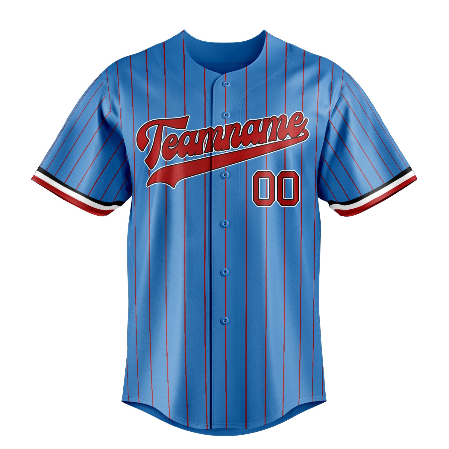 Custom Powder Blue & Red Red Pinstripe Fan Baseball Jersey