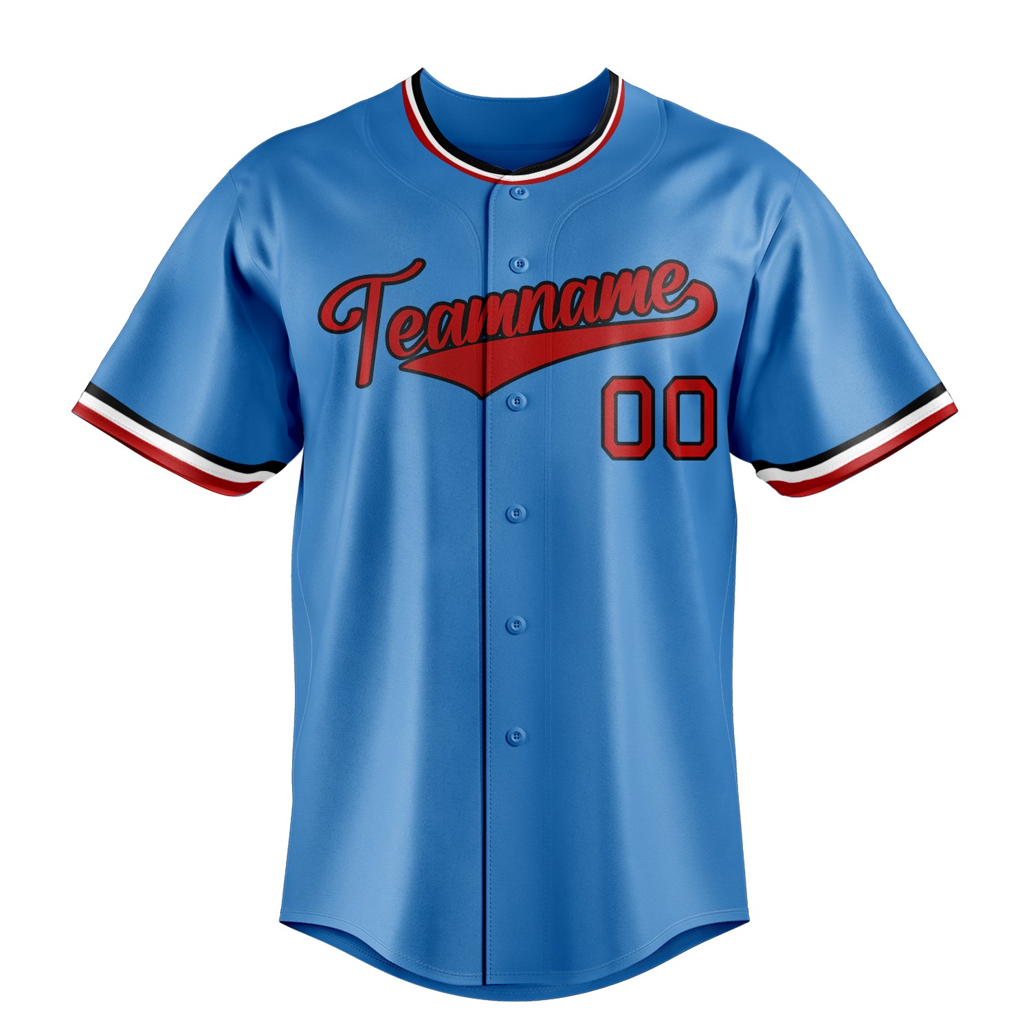 Custom Powder Blue & Crimson Color Fan Baseball Jersey