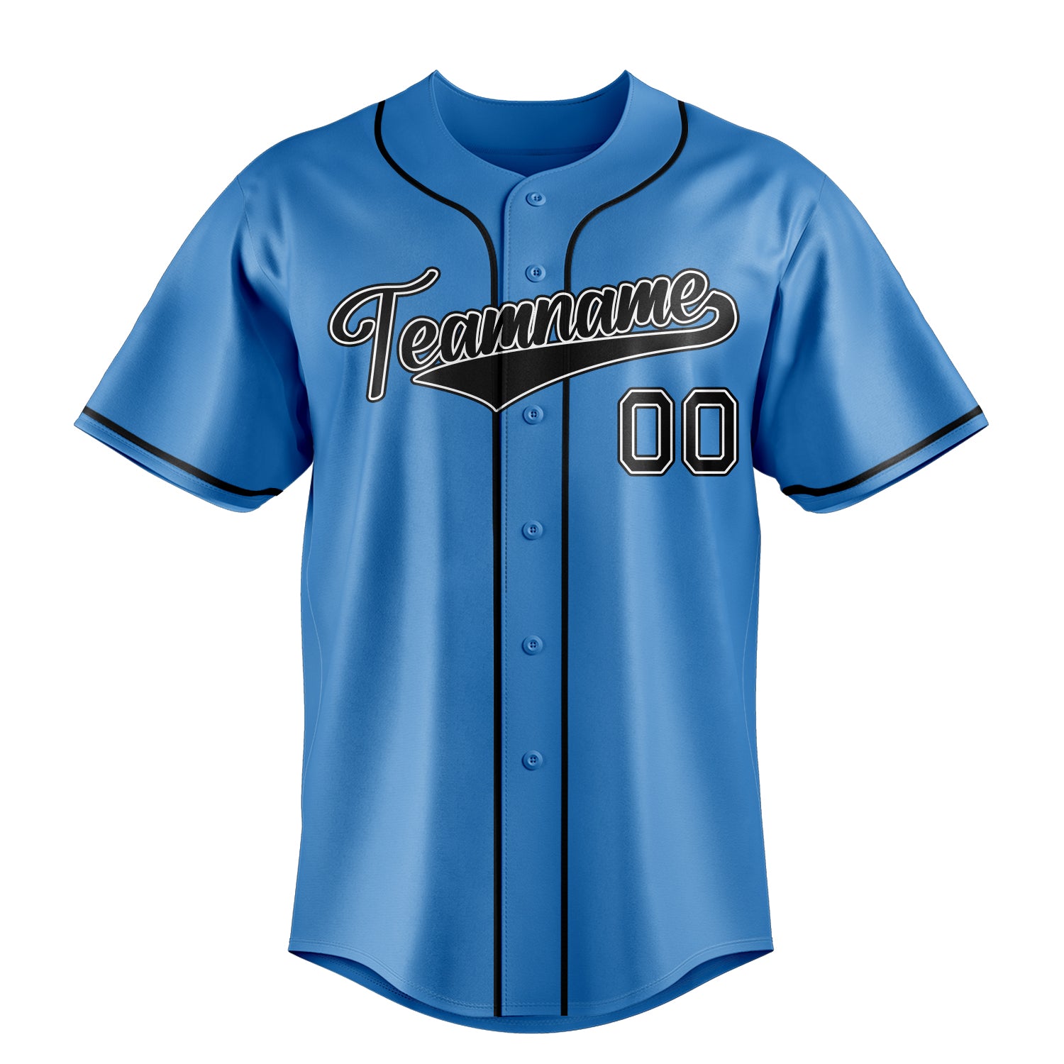 Custom Powder Blue & Black Color Fan Baseball Jersey