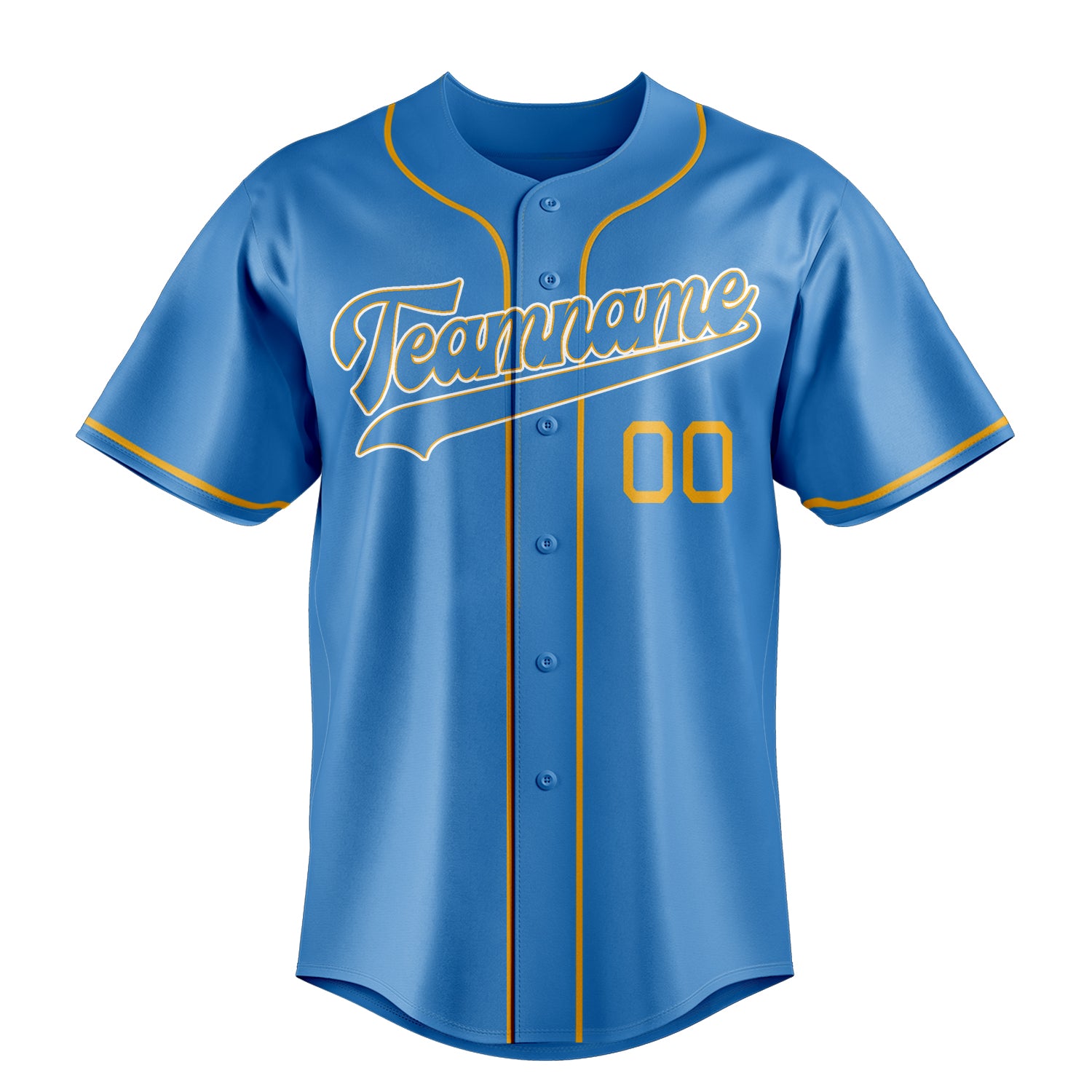Custom Powder Blue & Gold Color Fan Baseball Jersey