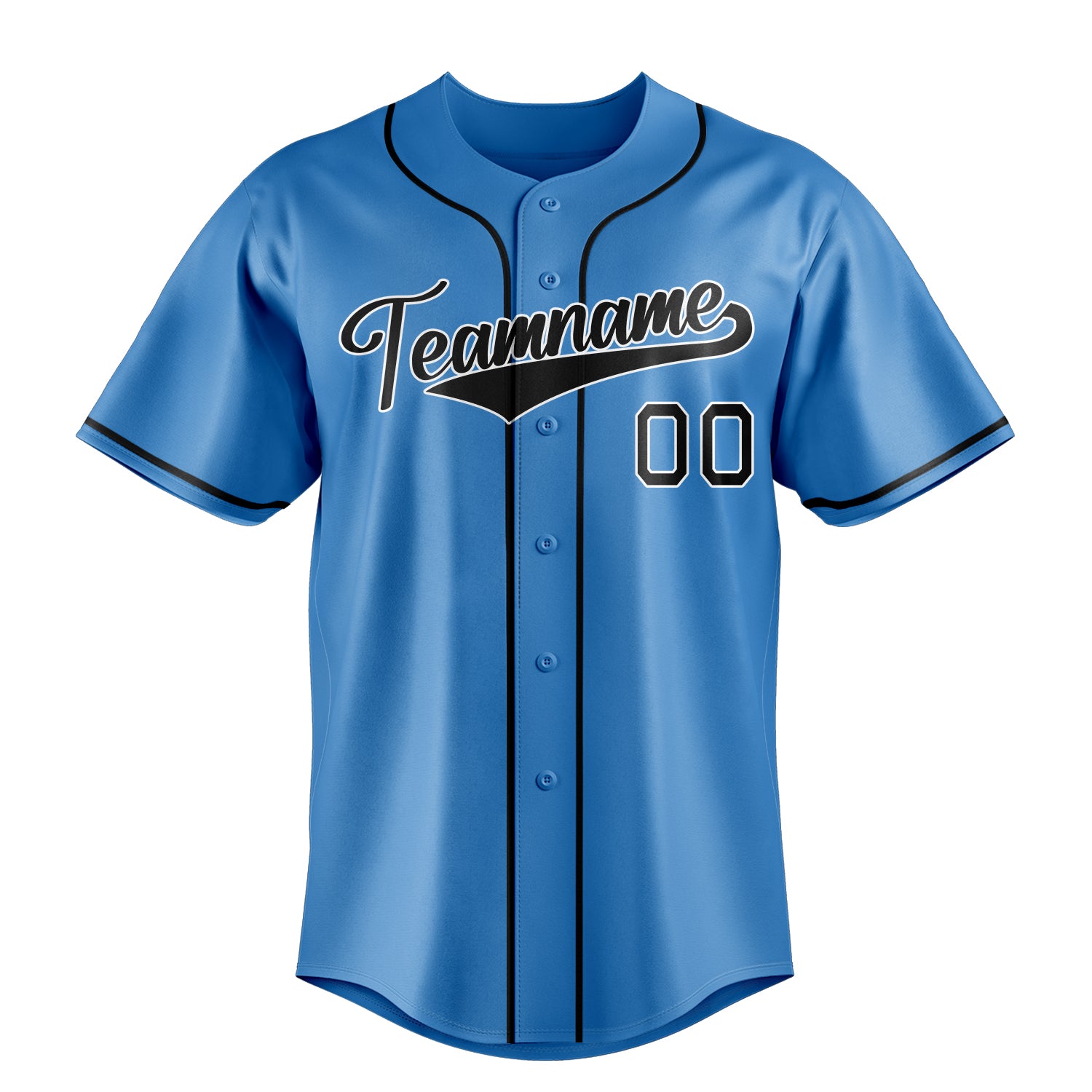 Custom Powder Blue & Black Color Fan Baseball Jersey
