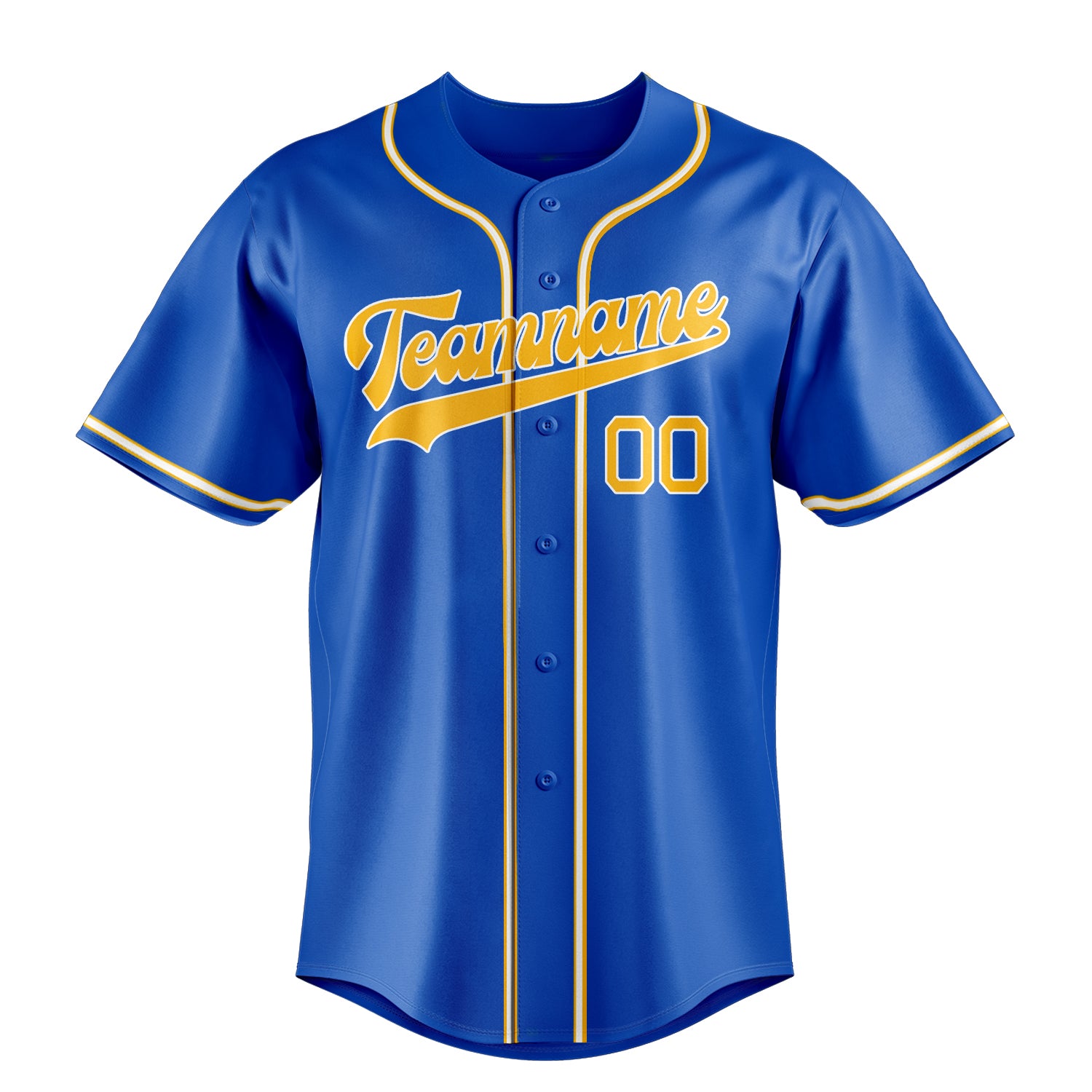 Custom Thunder Blue & Gold Color Fan Baseball Jersey