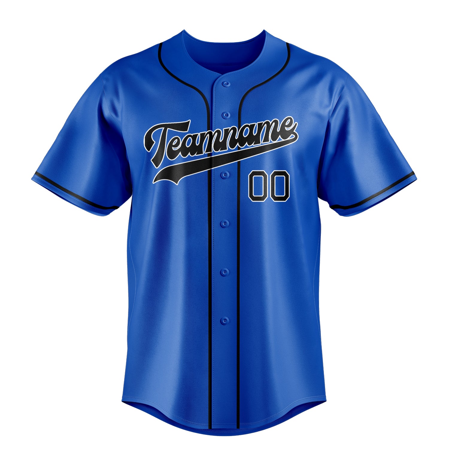 Custom Thunder Blue & Black Color Fan Baseball Jersey