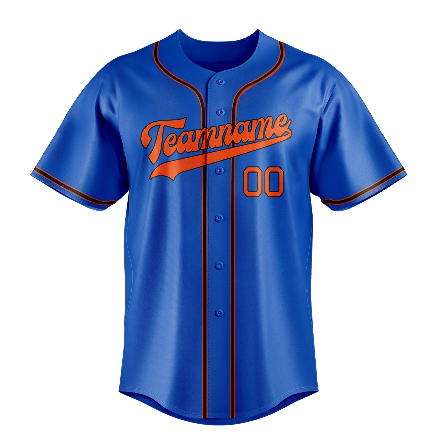 Custom Thunder Blue & Orange Color Fan Baseball Jersey