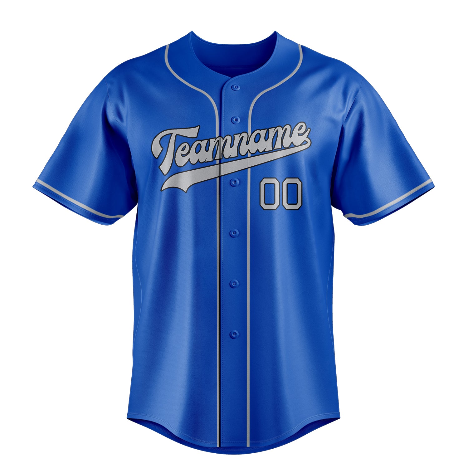 Custom Thunder Blue & Gray Color Fan Baseball Jersey