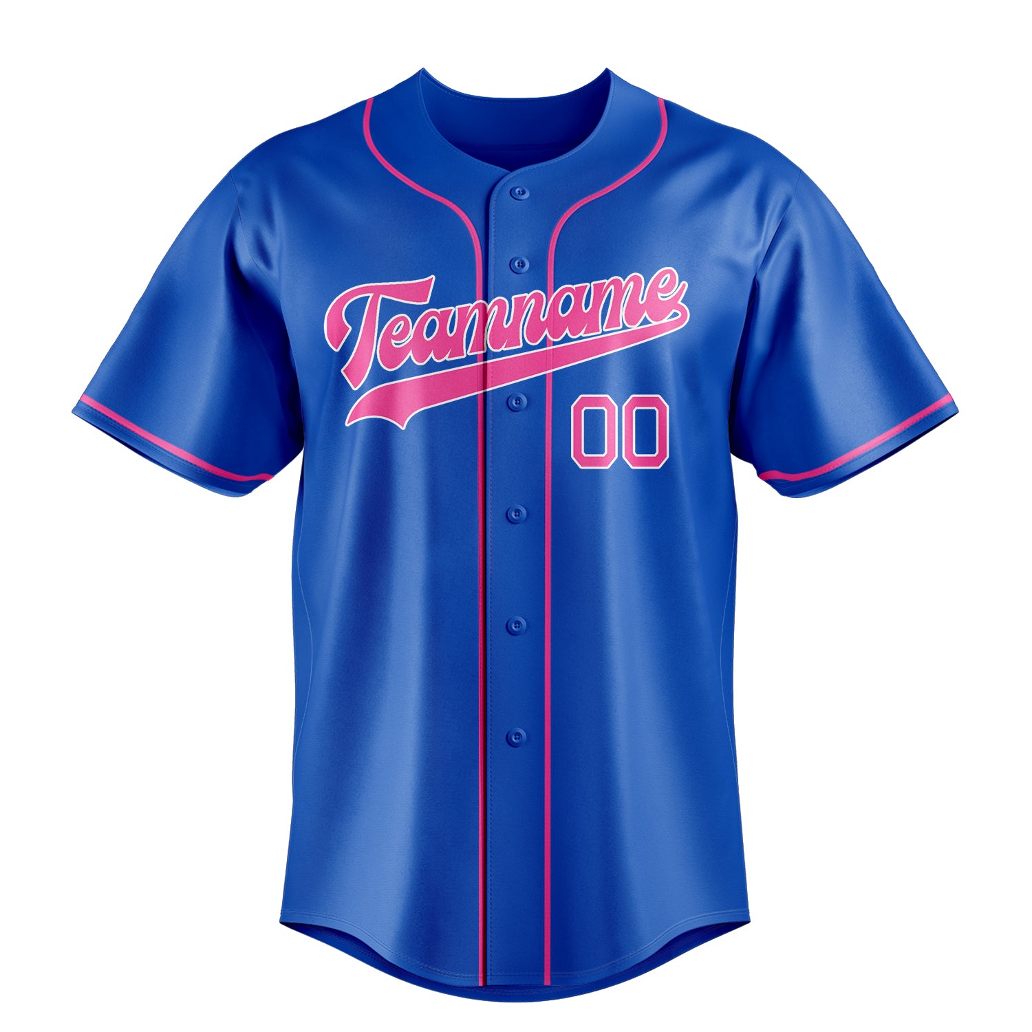 Custom Thunder Blue & Pink Color Fan Baseball Jersey