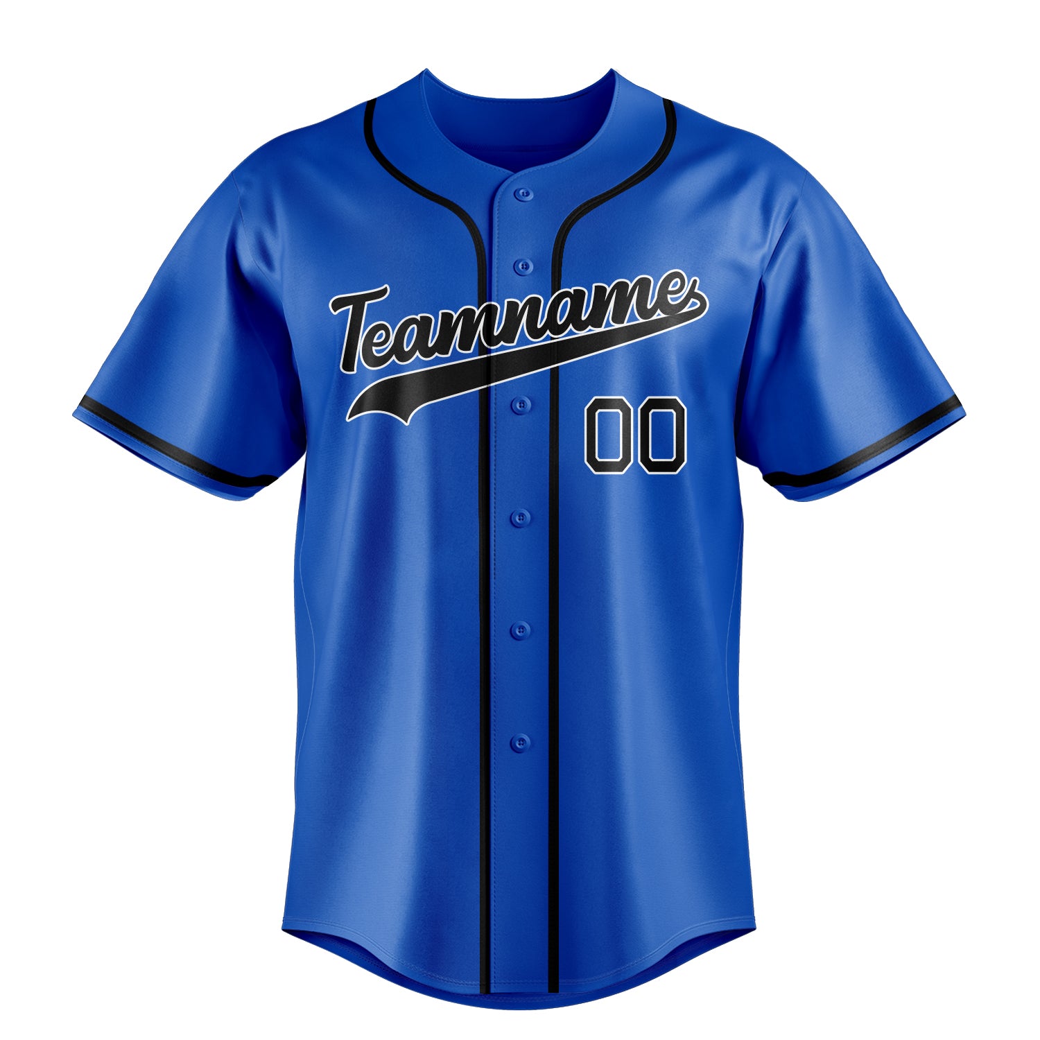 Custom Thunder Blue & Black Color Fan Baseball Jersey