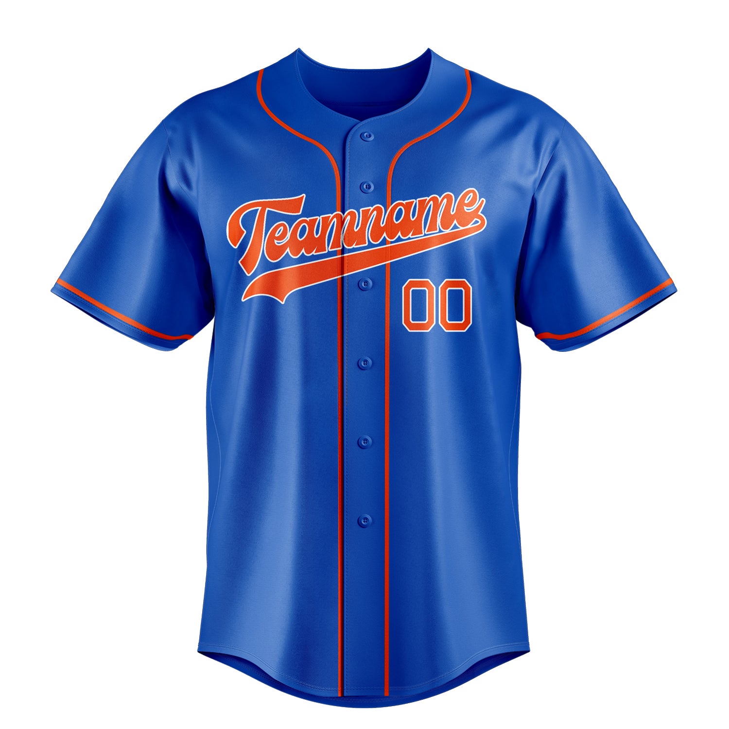 Custom Thunder Blue & Orange Color Fan Baseball Jersey