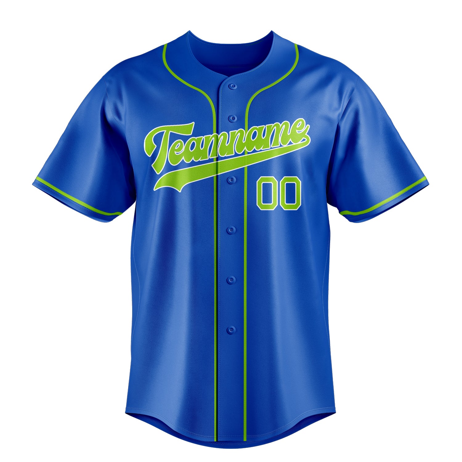 Custom Thunder Blue & Green Color Fan Baseball Jersey