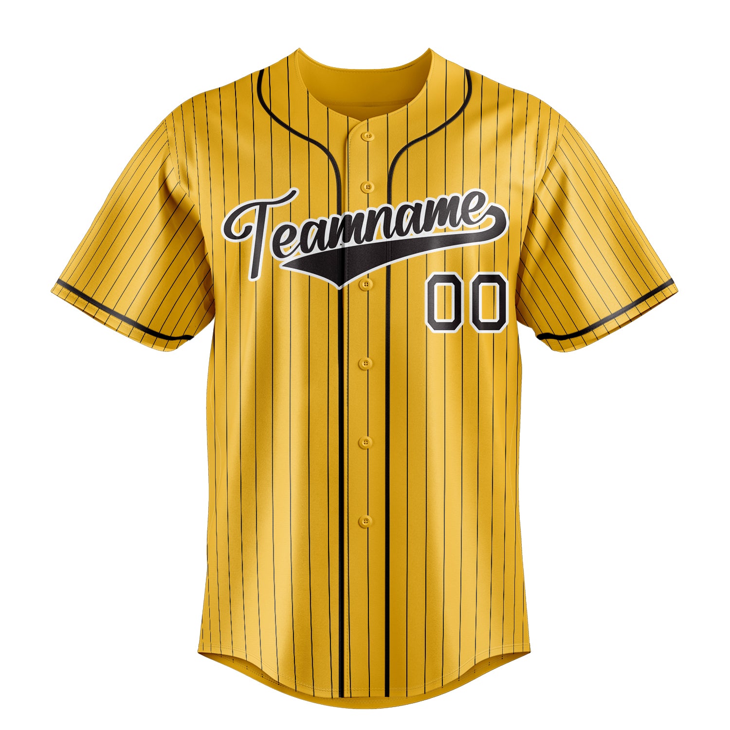Custom Yellow & Black Black Pinstripe Fan Baseball Jersey