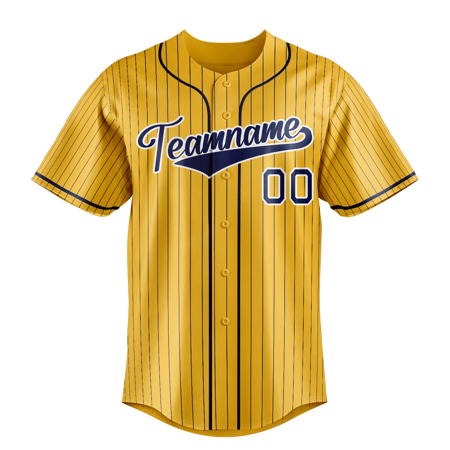 Custom Yellow & Royal Royal Pinstripe Fan Baseball Jersey