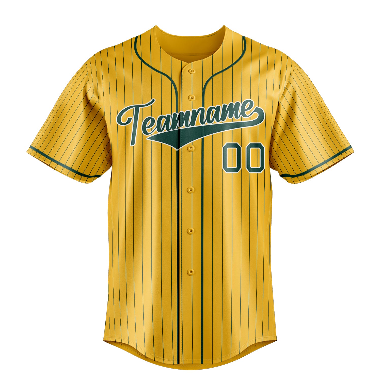 Custom Yellow & Green Green Pinstripe Fan Baseball Jersey