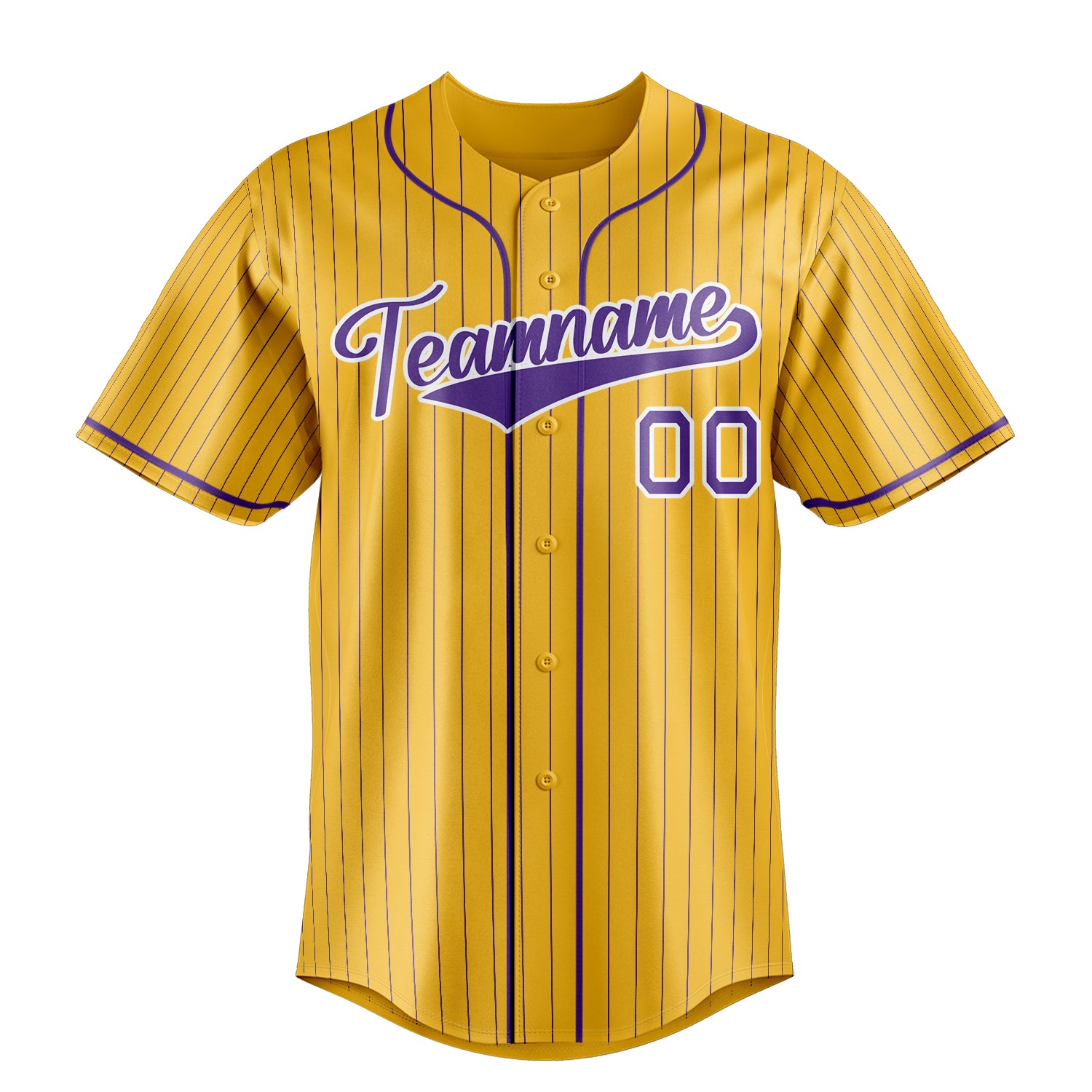 Custom Yellow & Purple Purple Pinstripe Fan Baseball Jersey